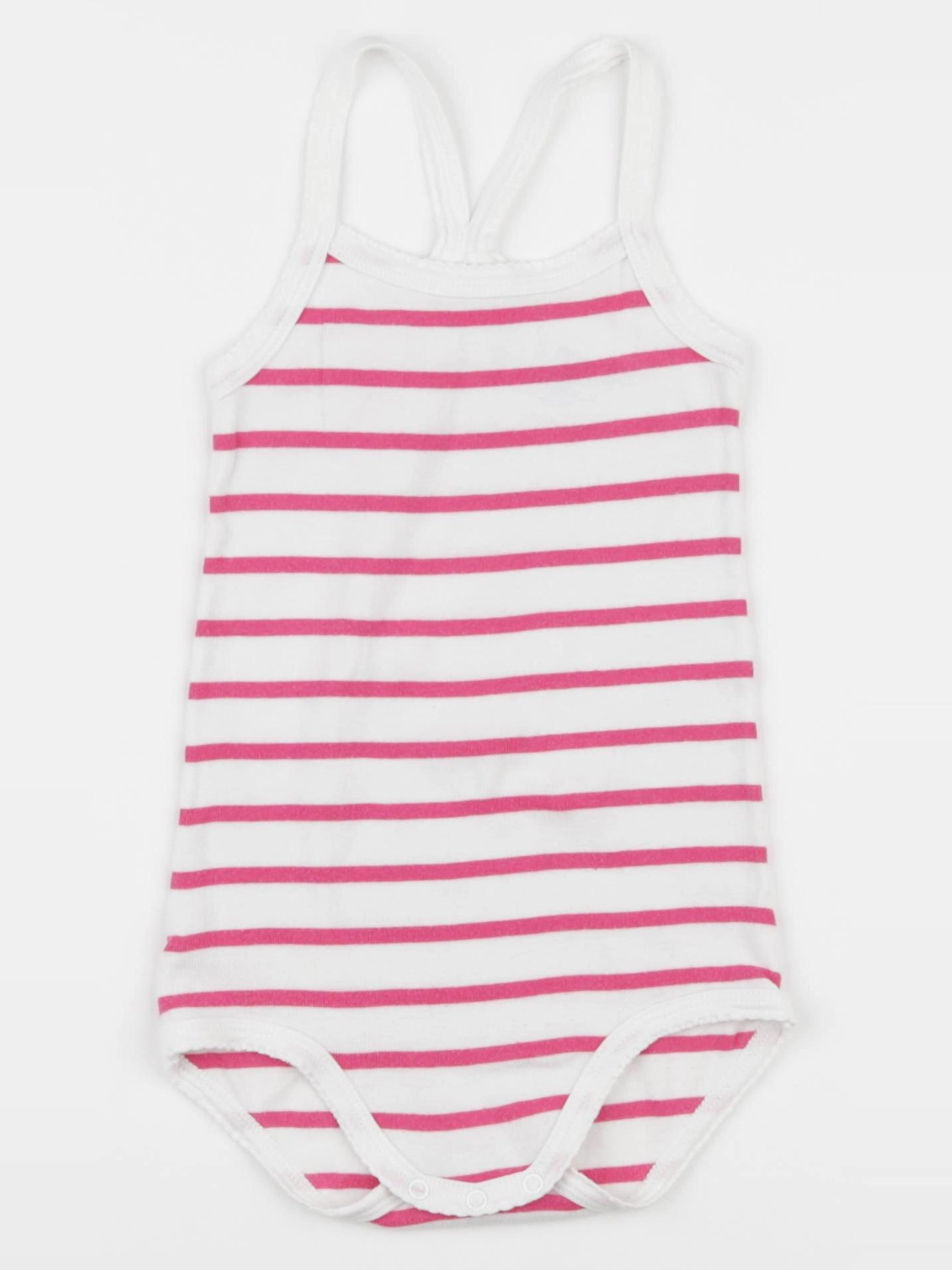 Petit Bateau - body blanc, rose - 24 mois