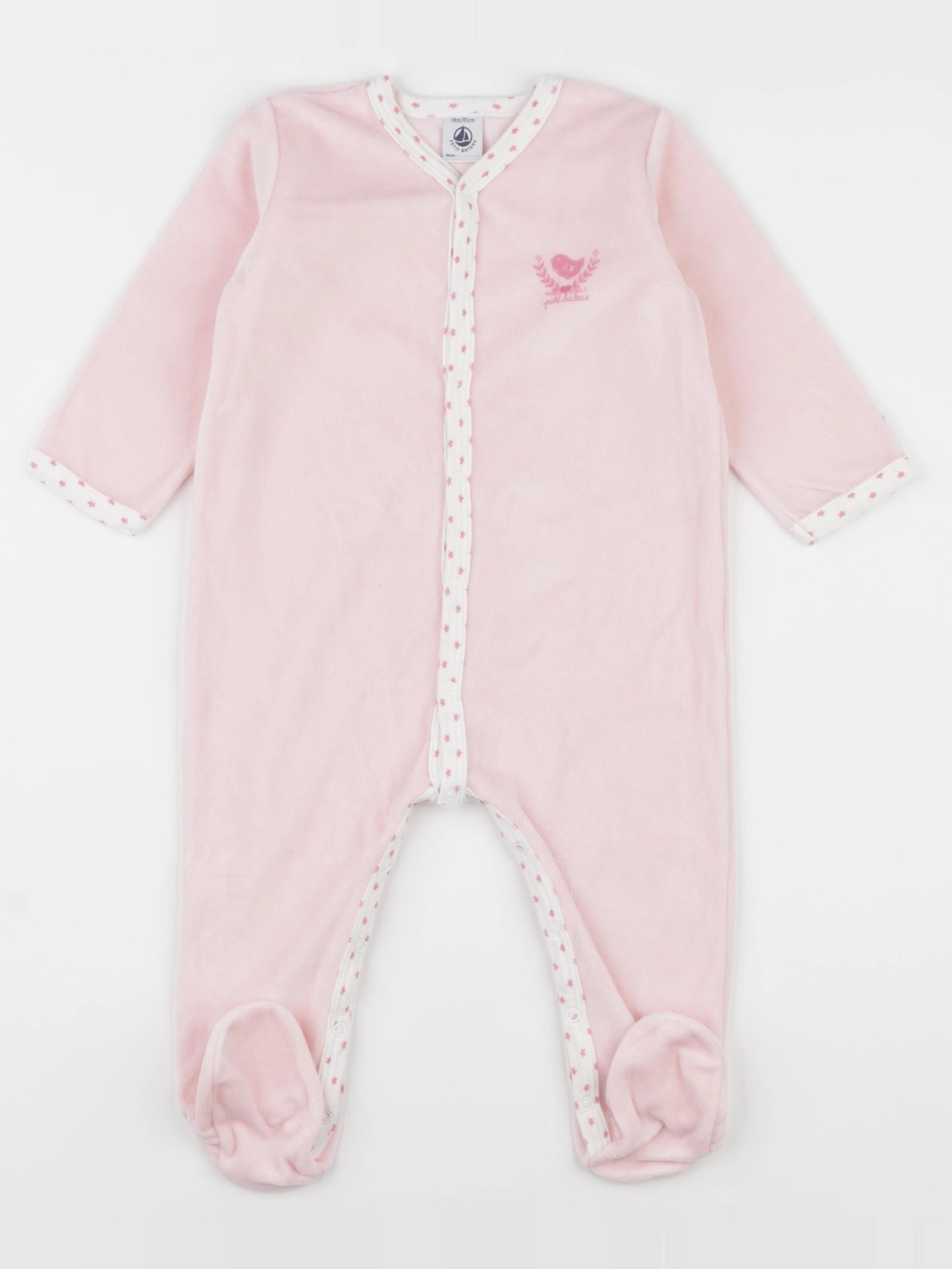 Petit Bateau - pyjama velours rose - 18 mois