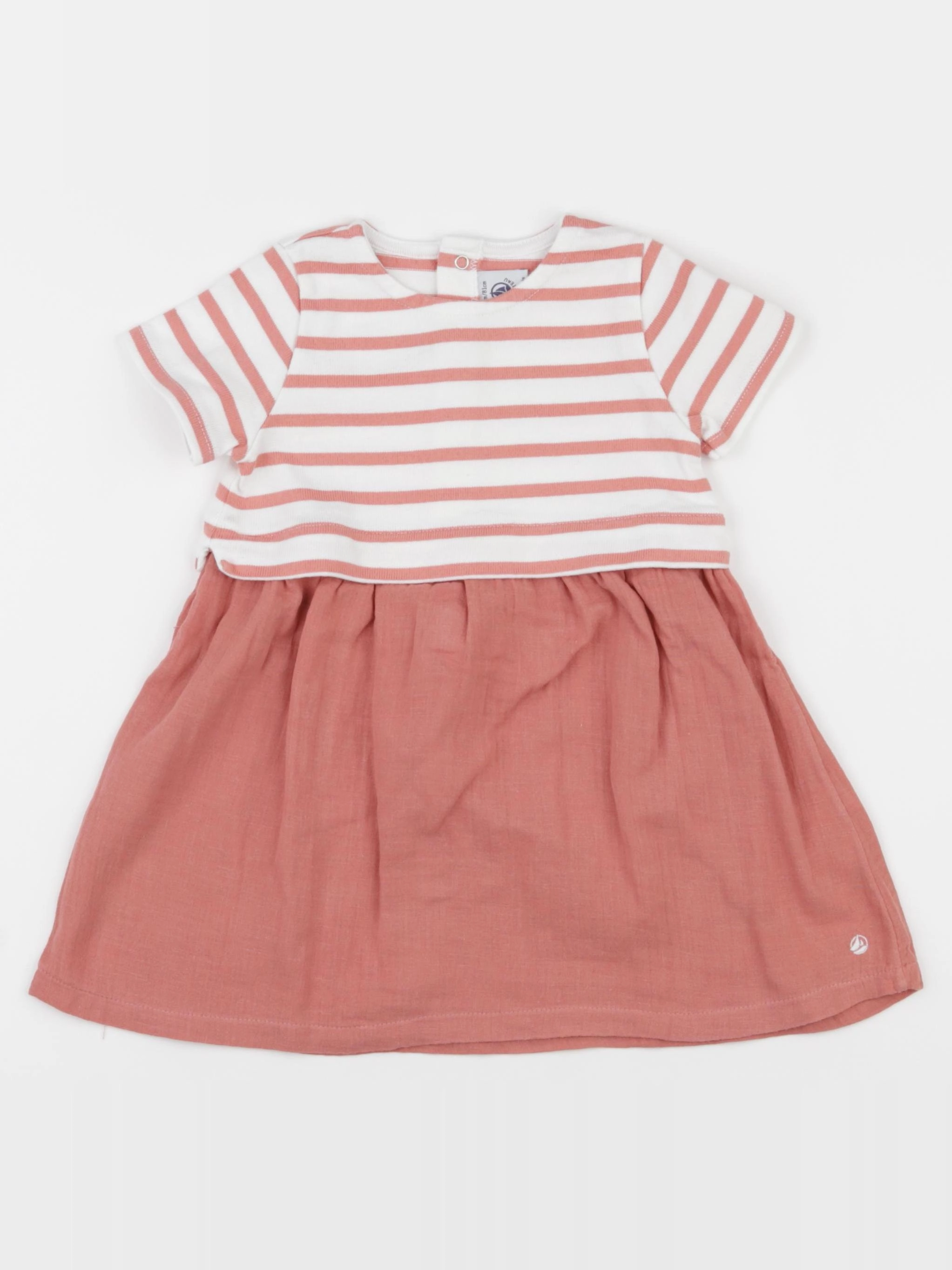 Petit Bateau - robe blanc, rose - 18 mois