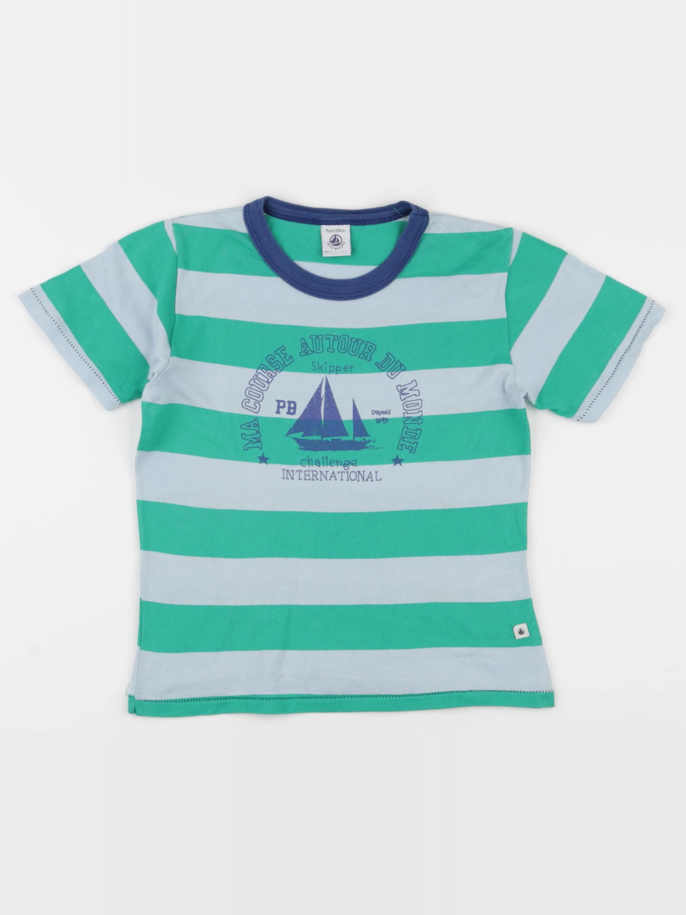 Petit Bateau - tee-shirt bleu, vert - 5 ans