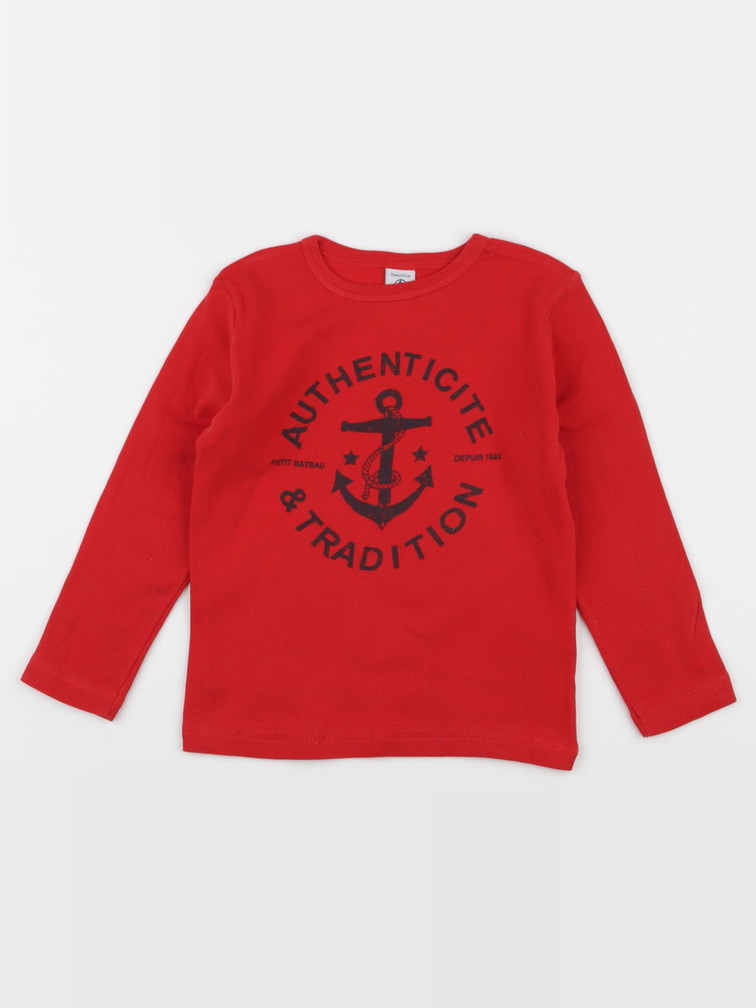 Petit Bateau - tee-shirt rouge - 5 ans