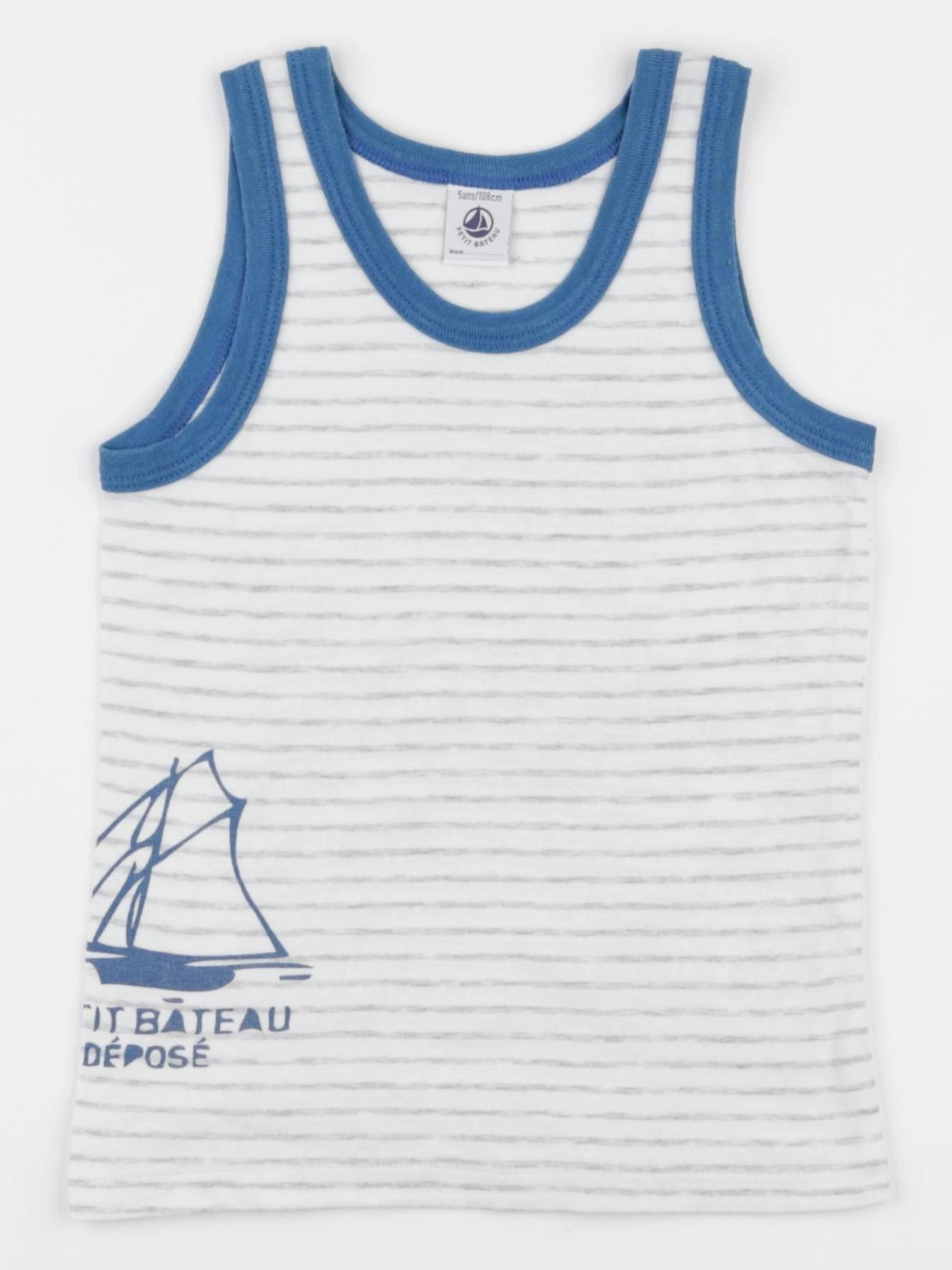 Petit Bateau - maillot de corps bleu, gris - 5 ans