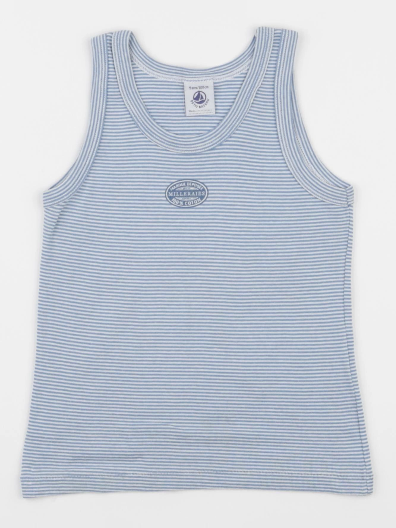 Petit Bateau - maillot de corps bleu, blanc - 5 ans