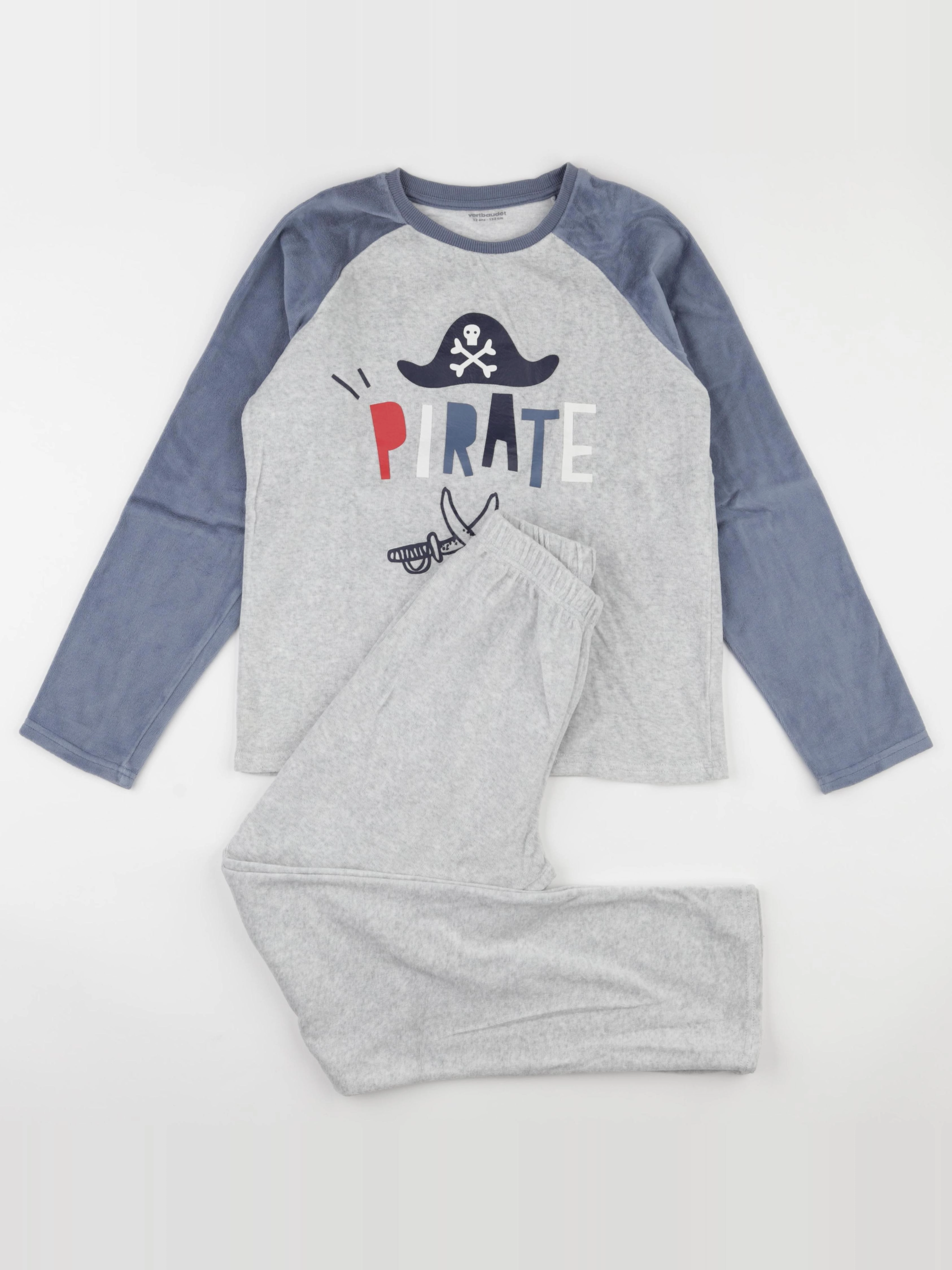 Vertbaudet - pyjama velours gris - 12 ans