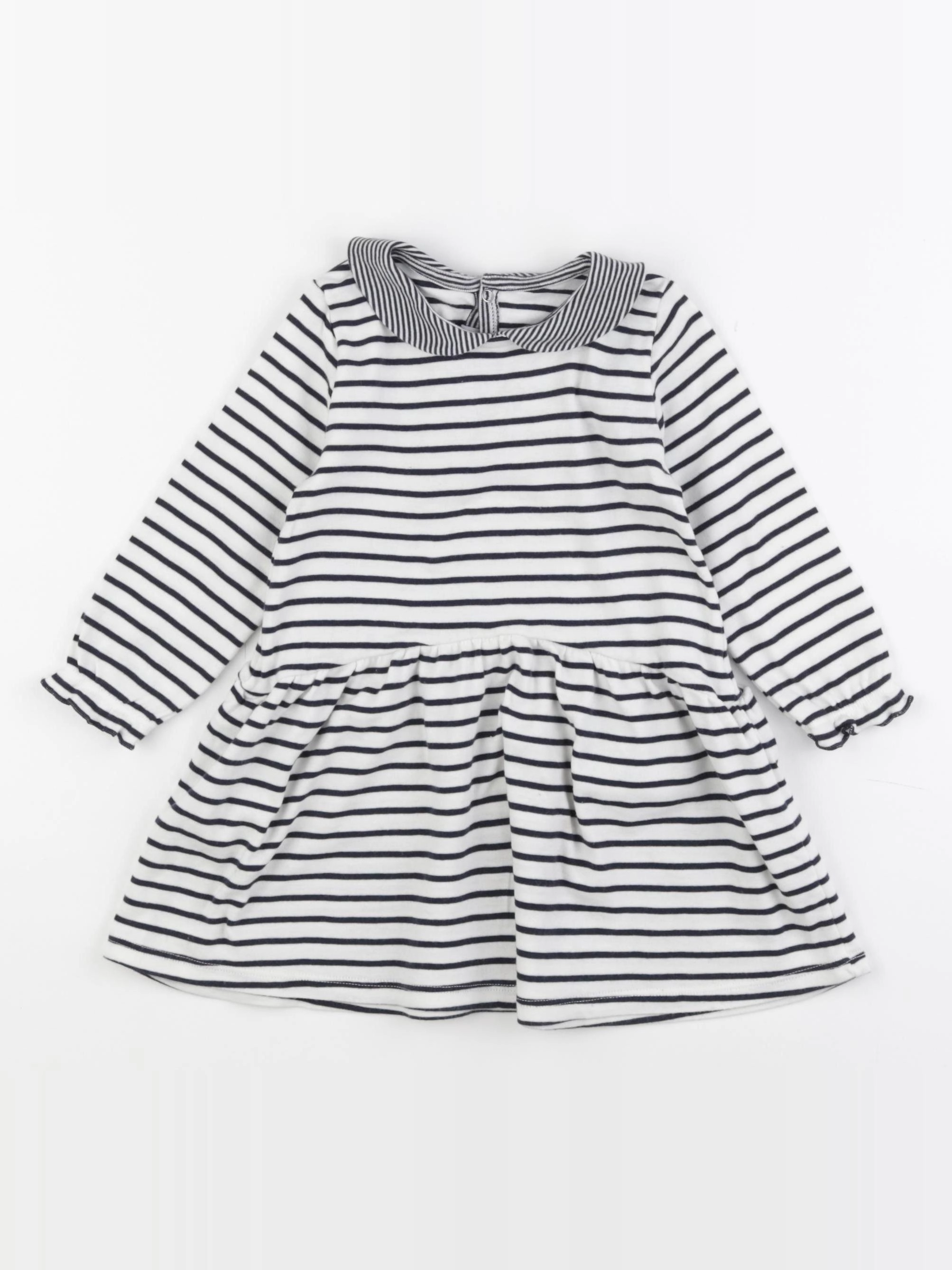 Petit Bateau - robe blanc, bleu - 24 mois