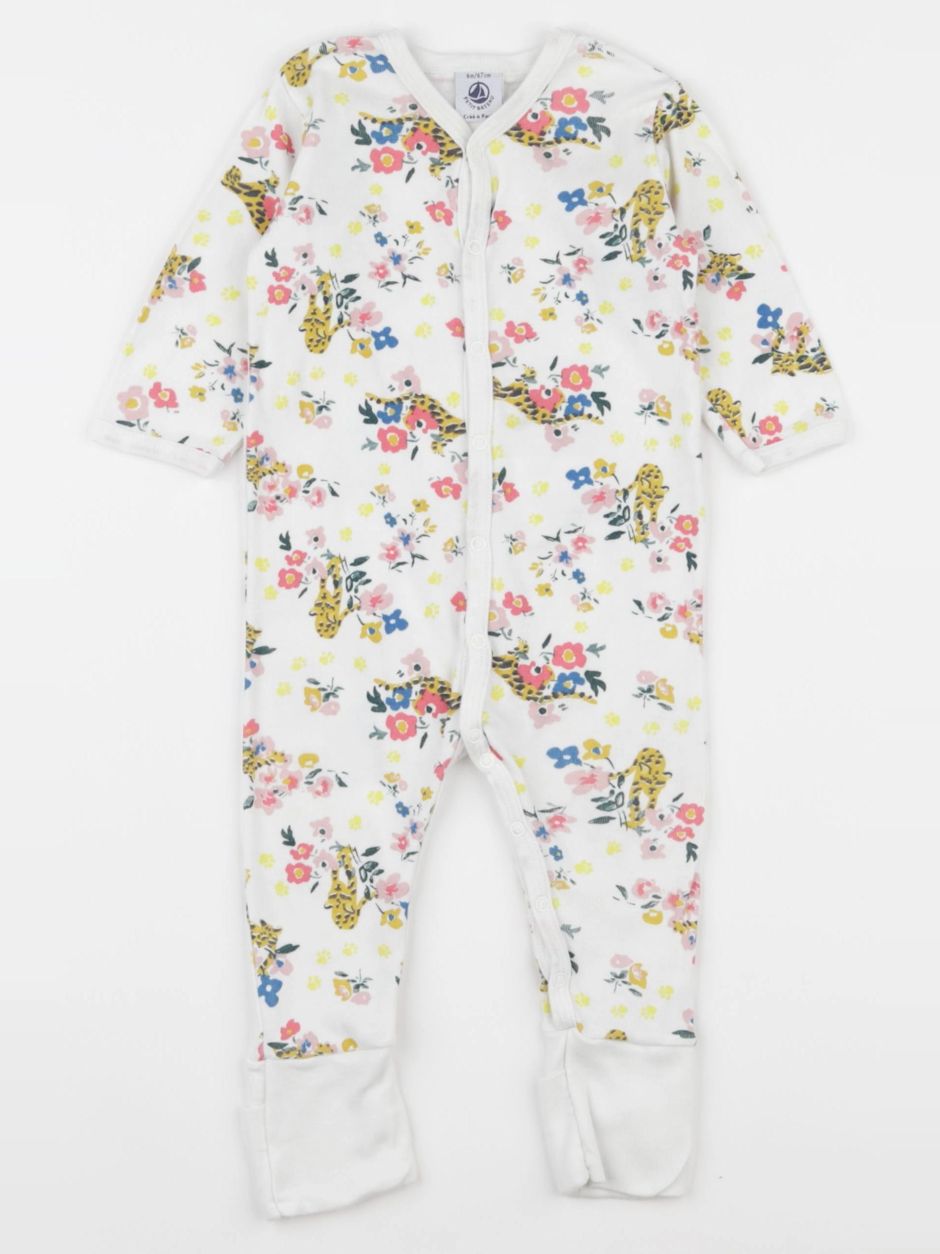 Petit Bateau - pyjama coton blanc - 6 mois