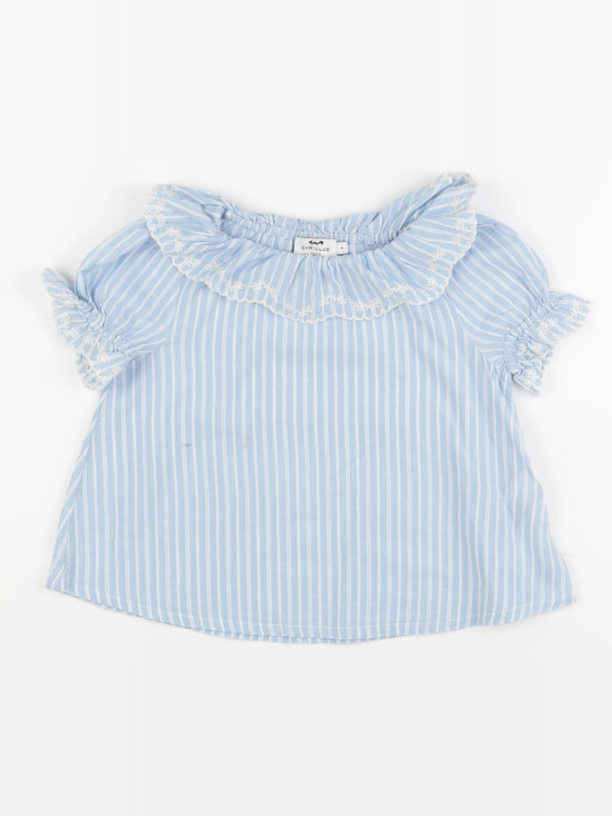 Cyrillus - blouse bleu, blanc - 4 ans