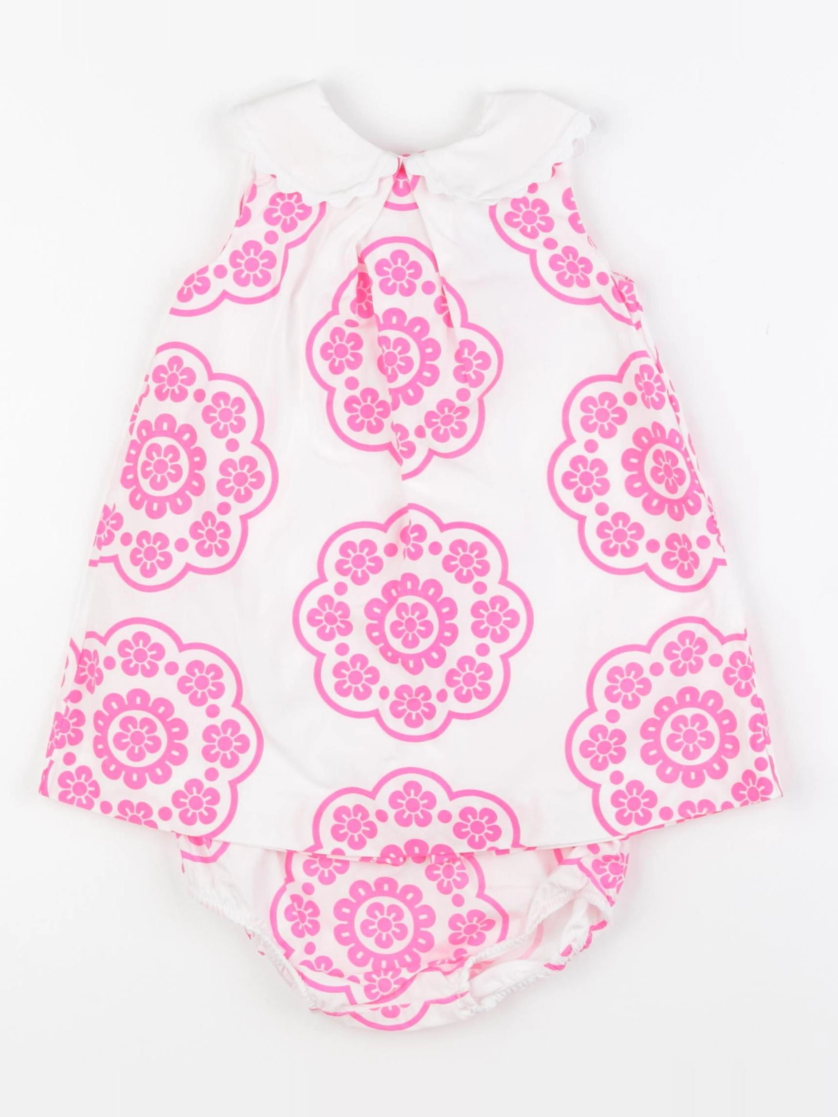 Jacadi - robe blanc, rose - 18 mois