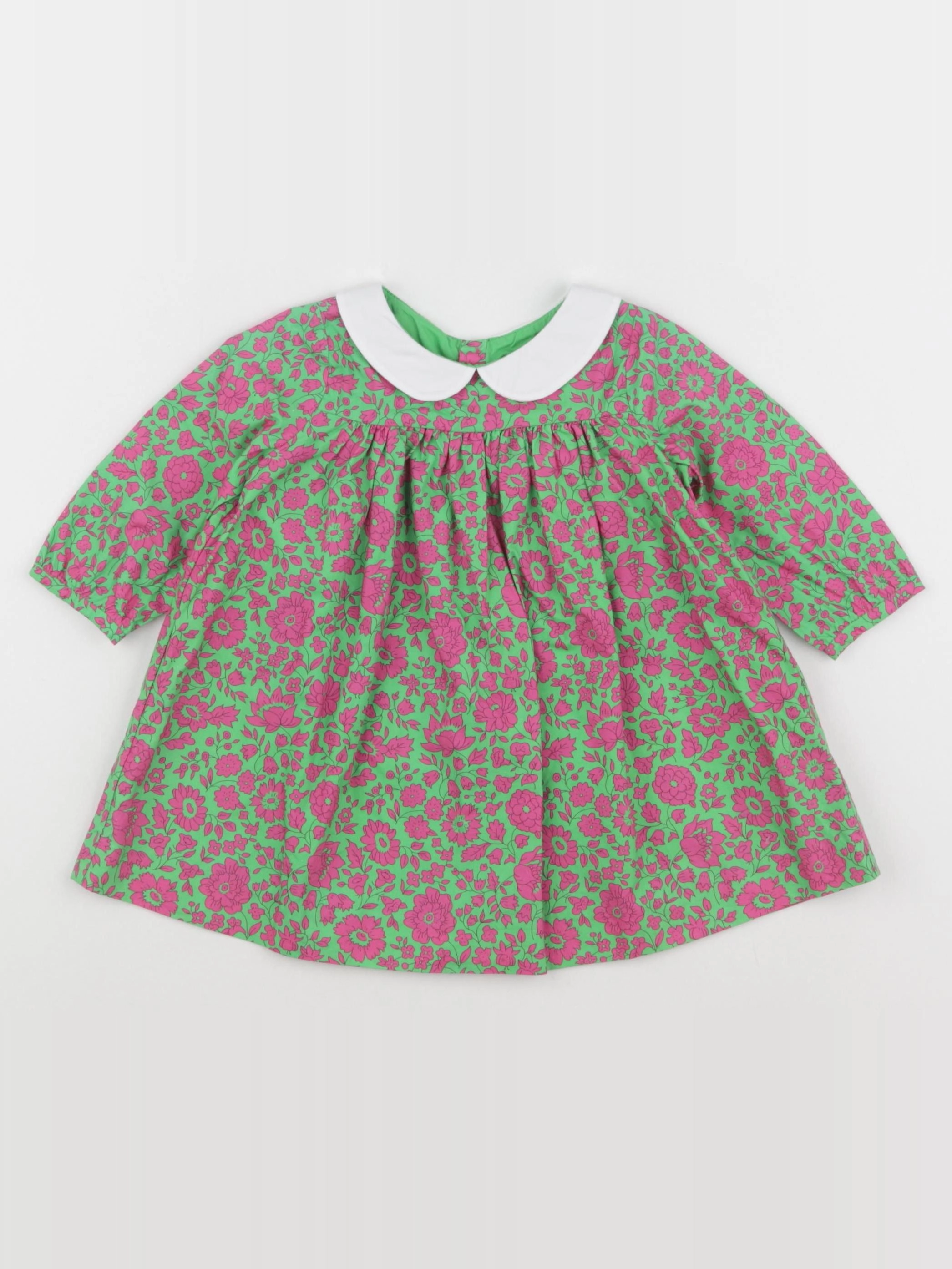 Jacadi - robe liberty vert, rose - 6 mois