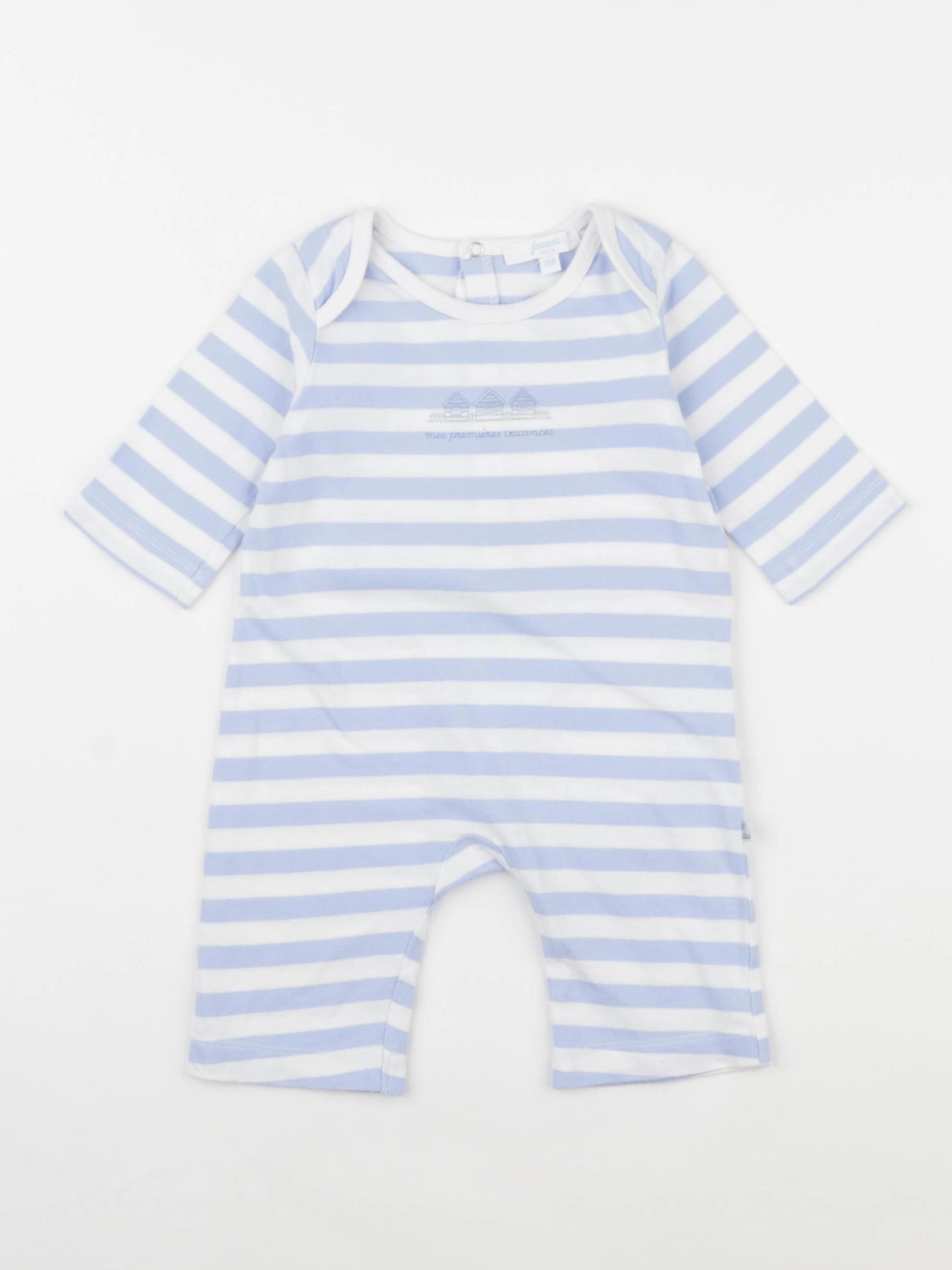 Jacadi - pyjama coton blanc, bleu - 3 mois