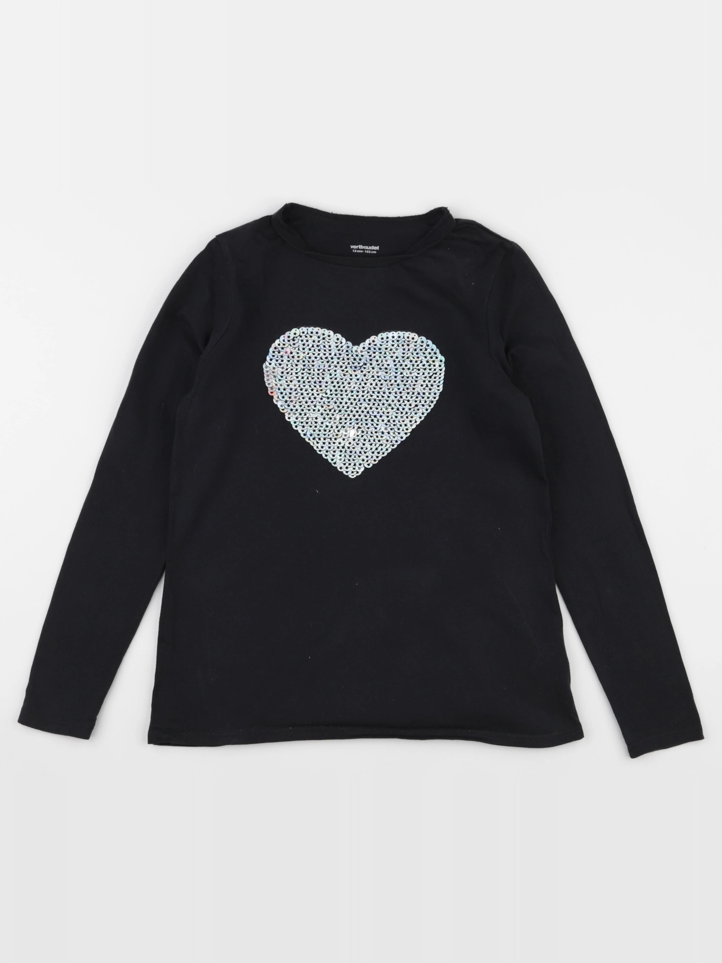 Vertbaudet - tee-shirt argent, noir - 12 ans