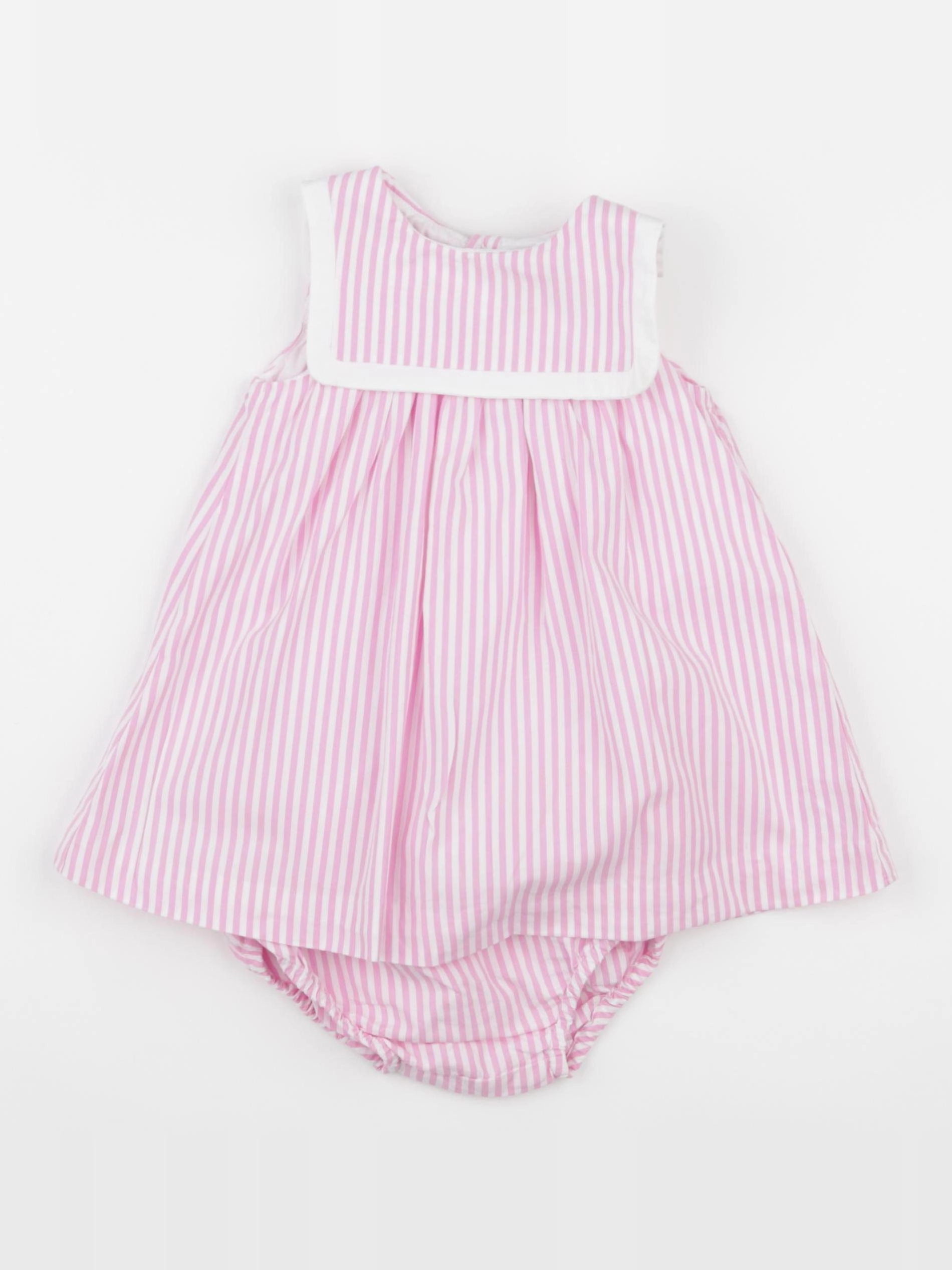 Jacadi - robe blanc, rose - 12 mois
