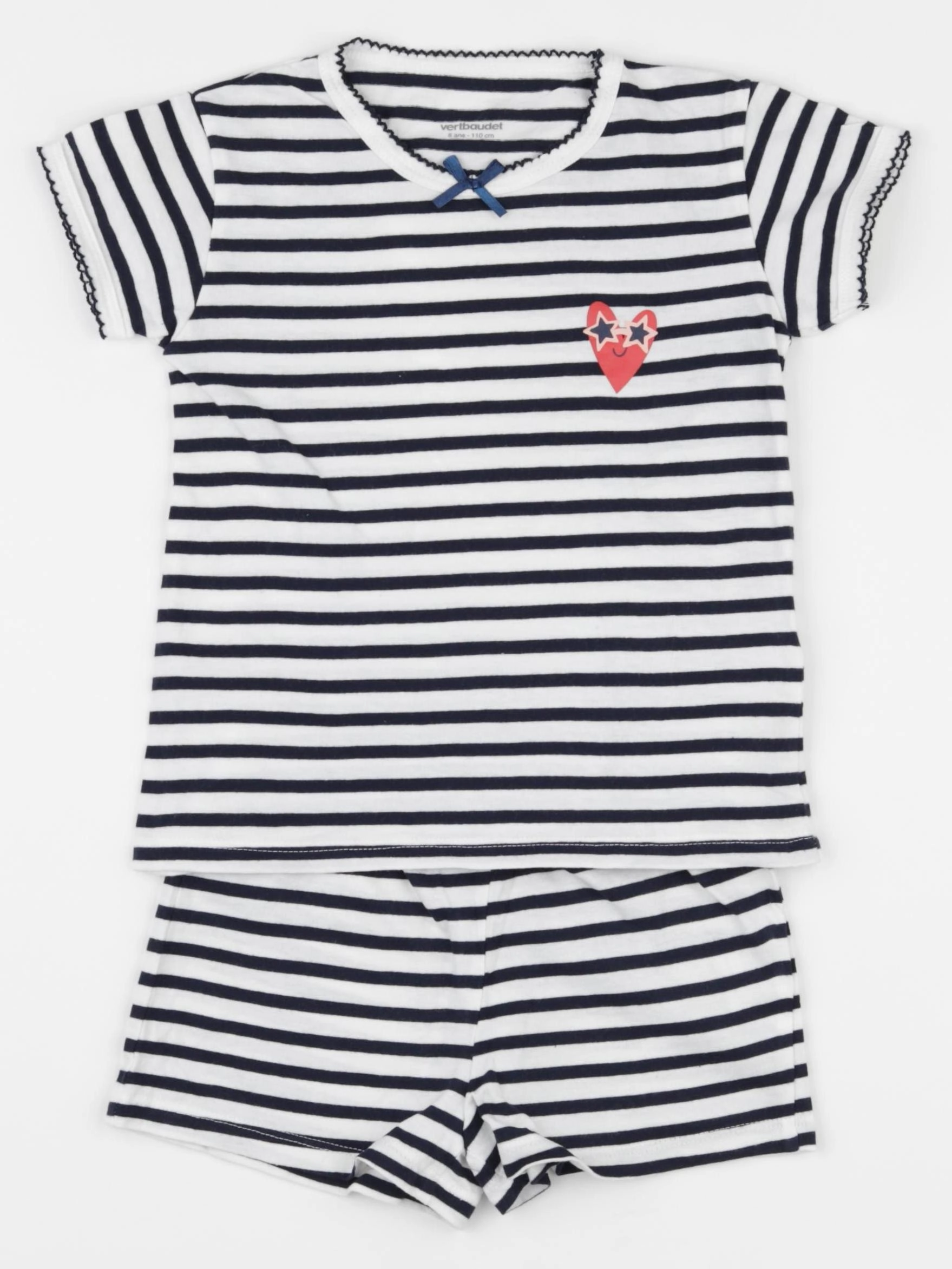 Vertbaudet - pyjama coton bleu, blanc - 5 ans