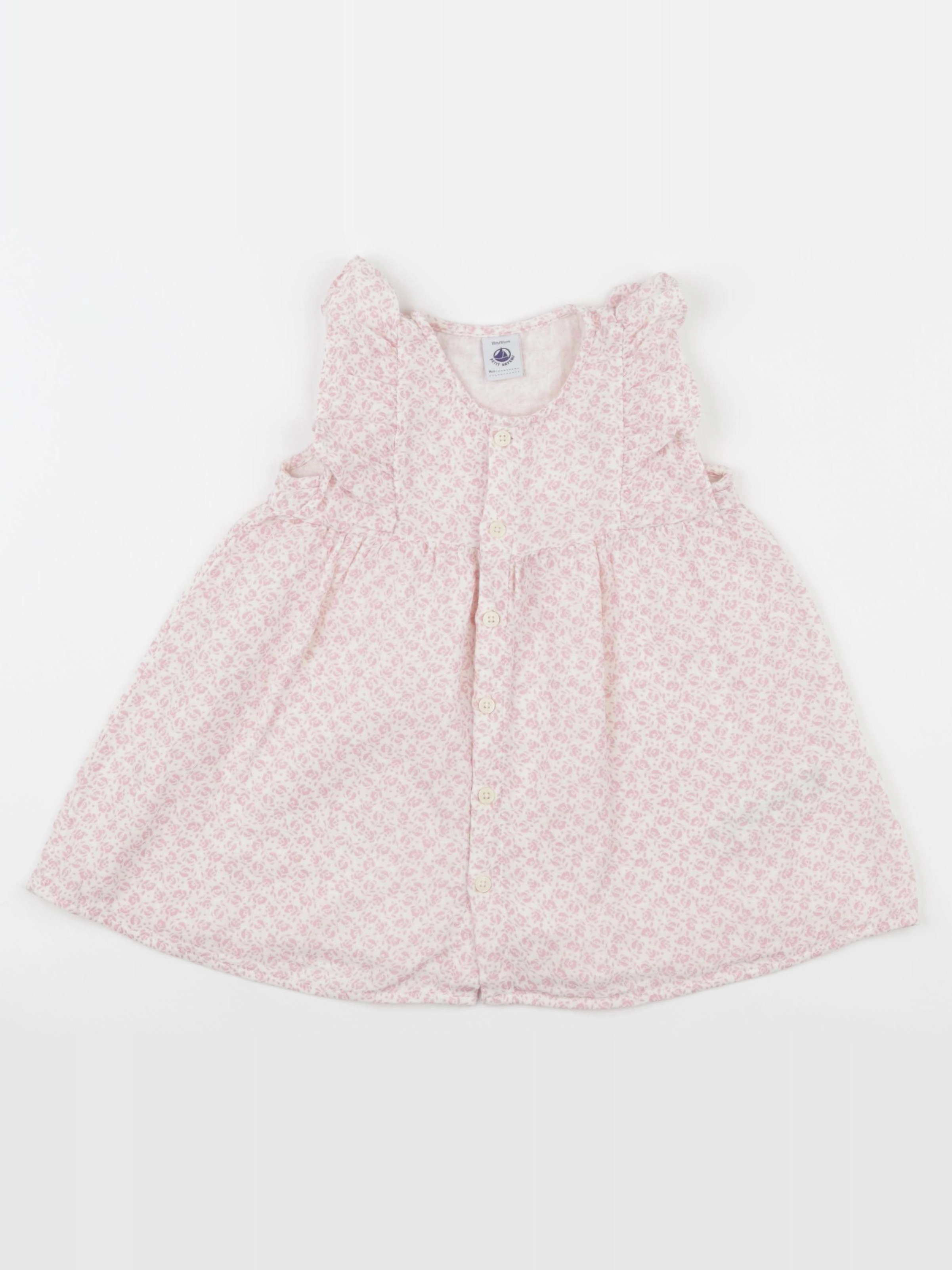 Petit Bateau - robe blanc, rose - 18 mois