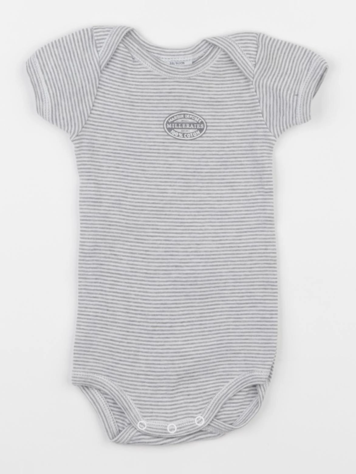 Petit Bateau - body gris - 3 mois