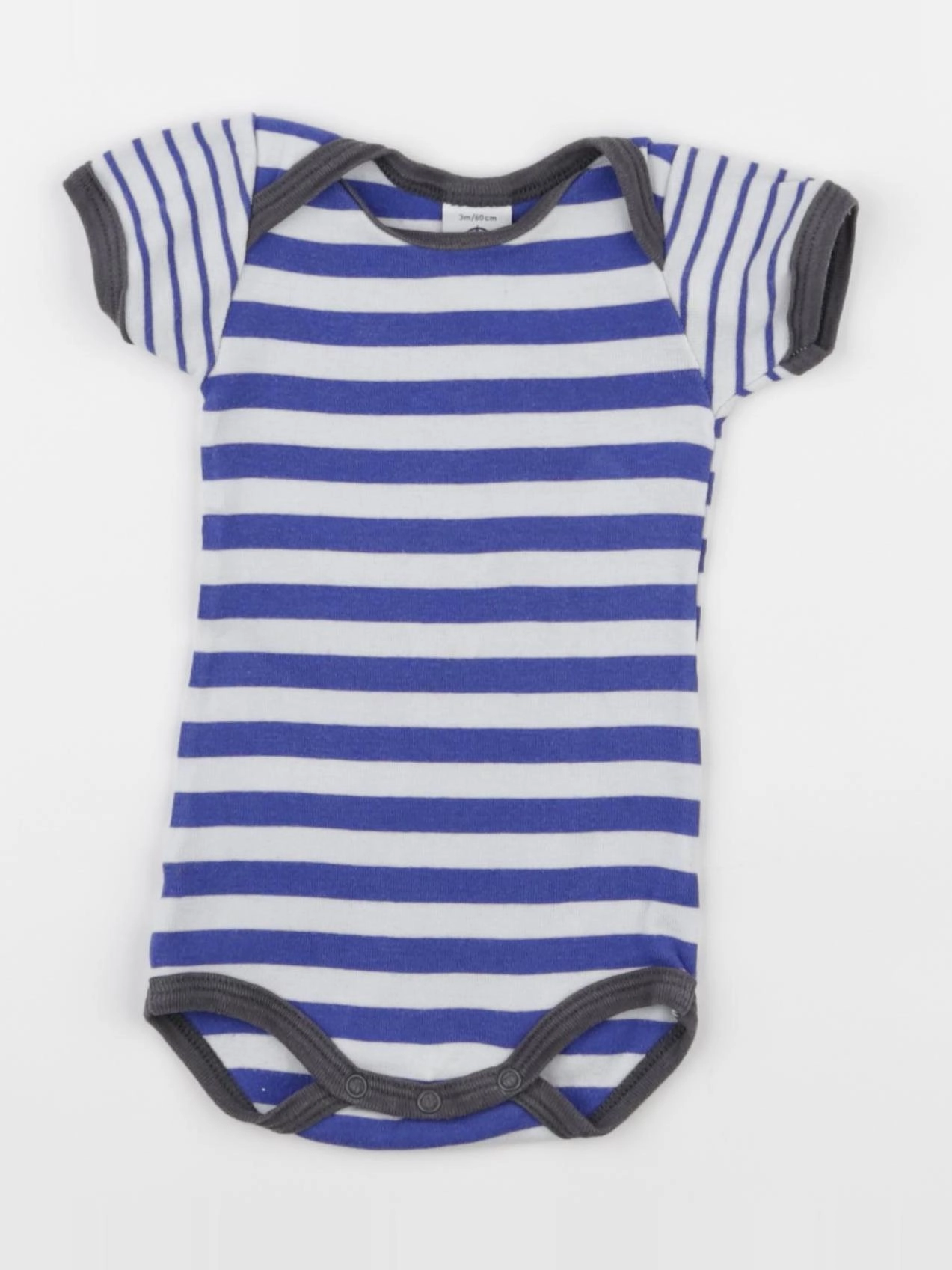 Petit Bateau - body bleu, blanc - 3 mois