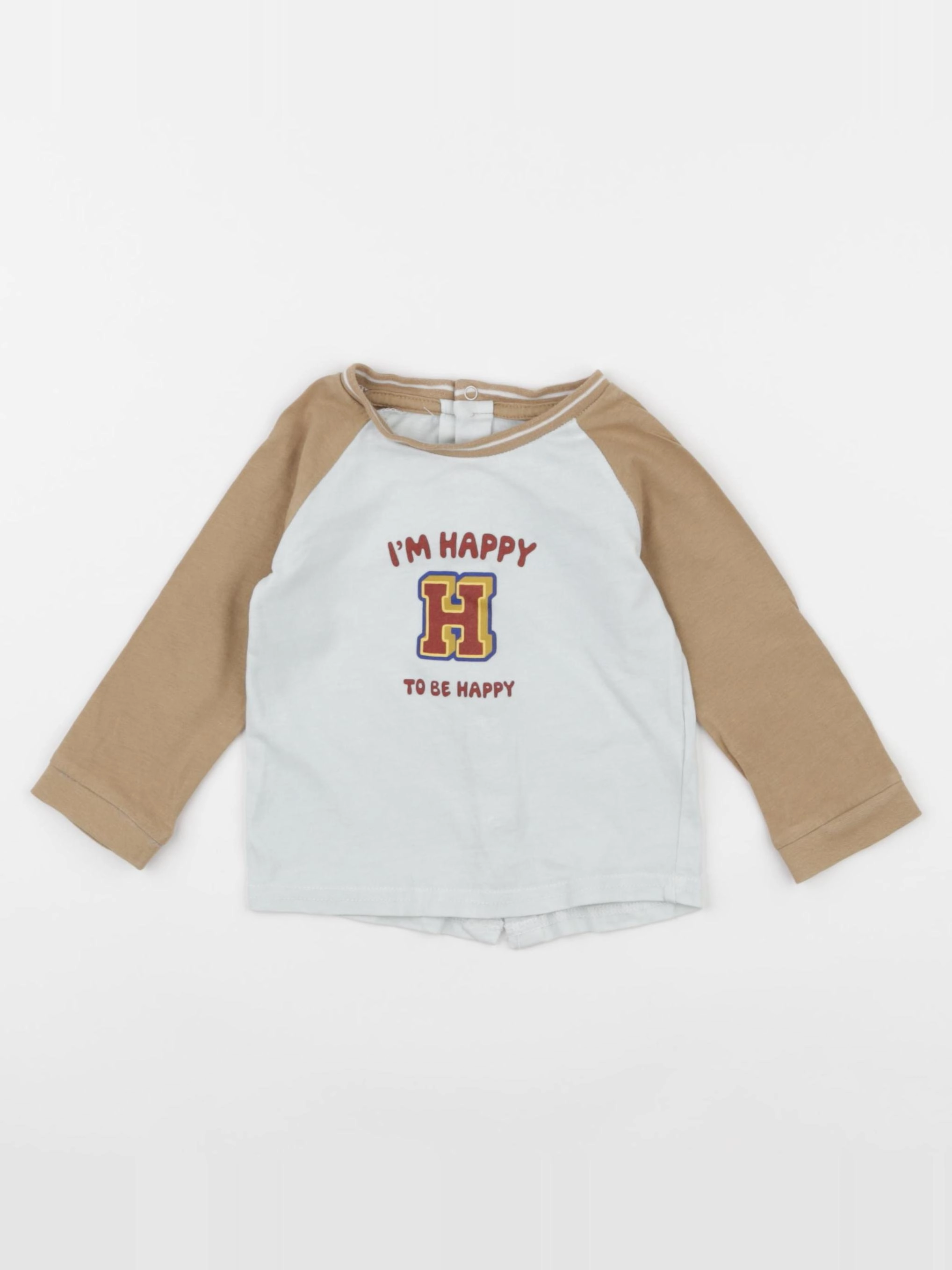 Vertbaudet - tee-shirt beige, marron - 9 mois