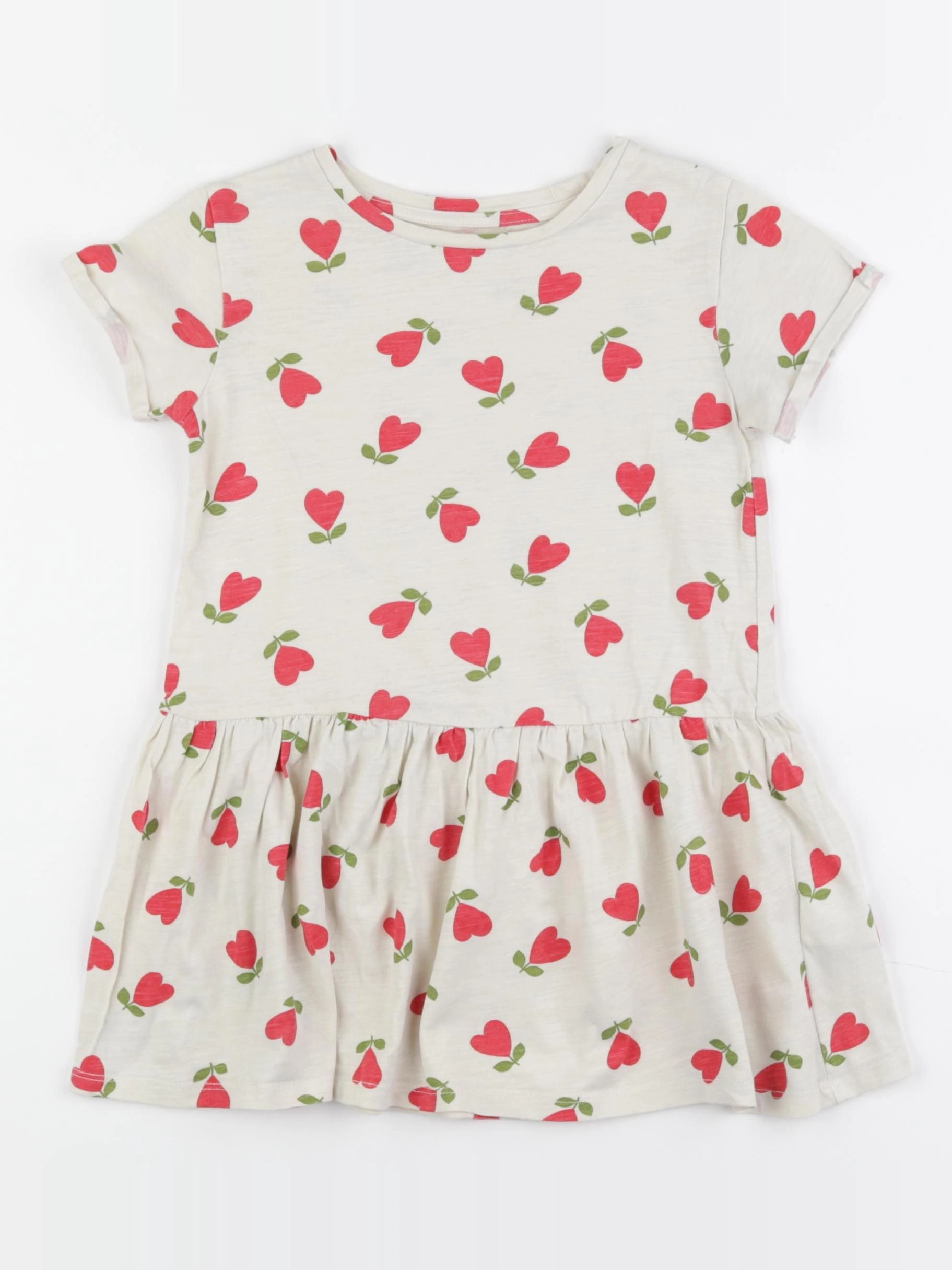 Vertbaudet - robe beige, rouge - 4 ans