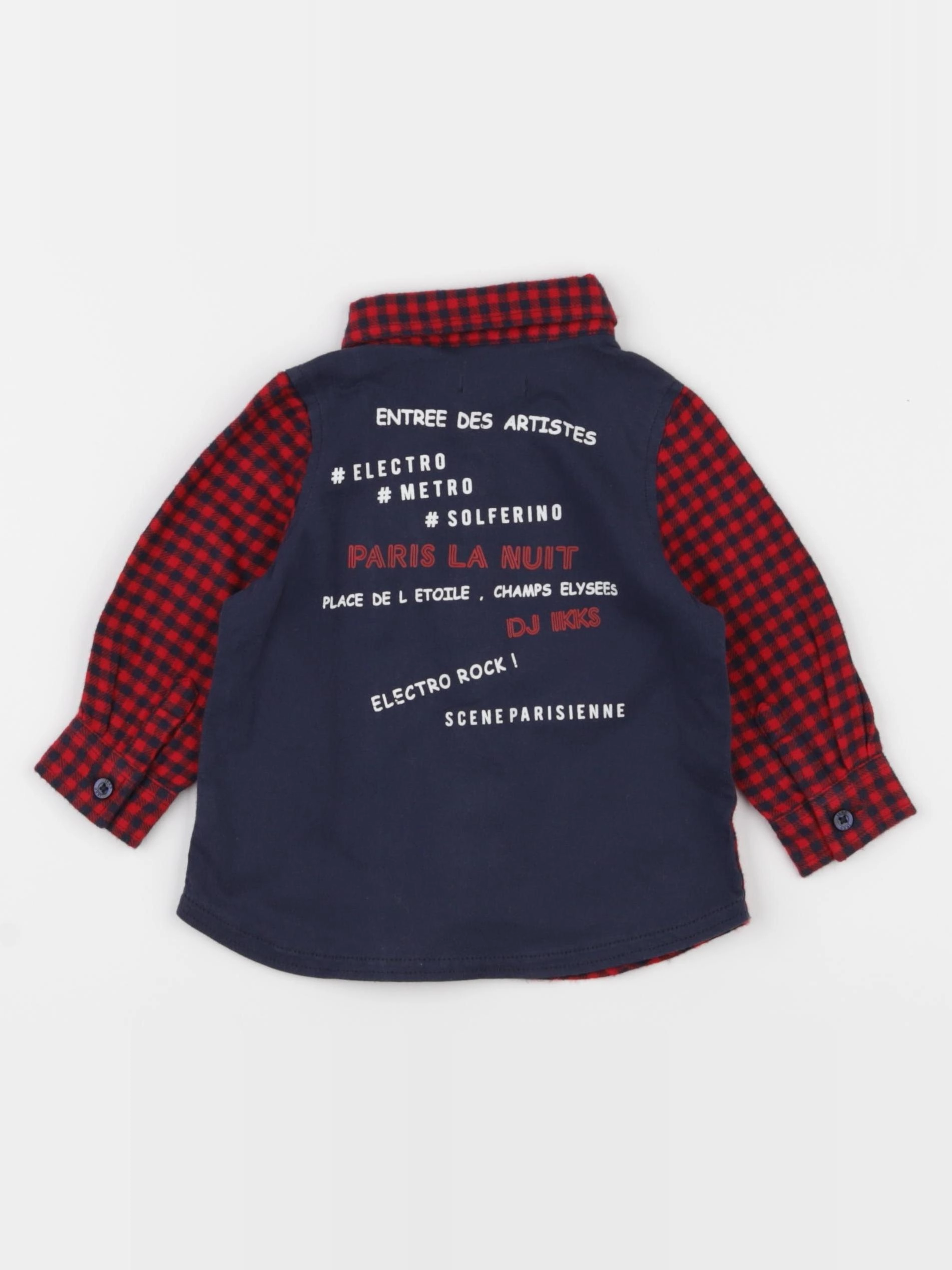 IKKS - chemise imprimé au dos rouge, bleu - 6 mois