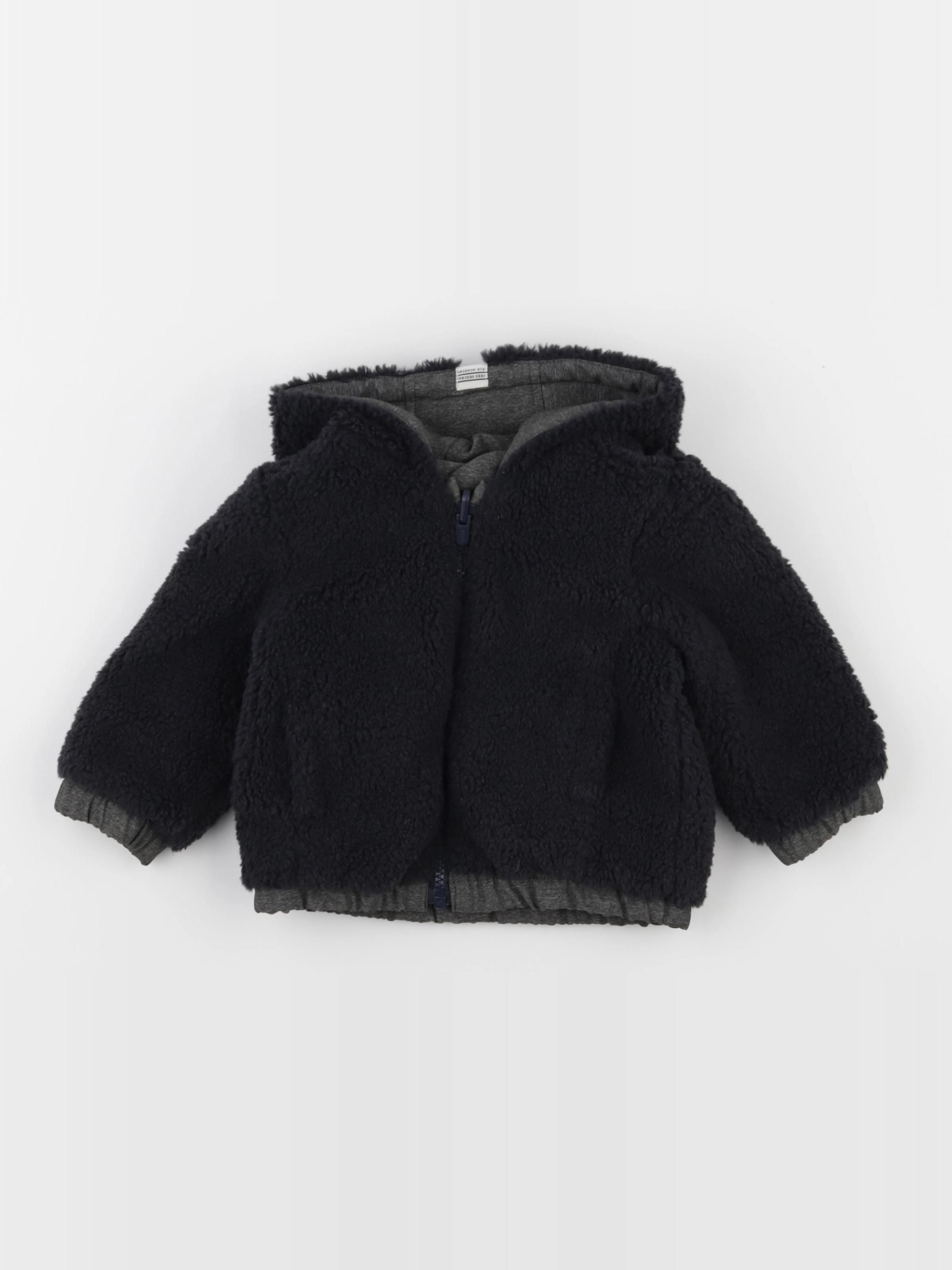 IKKS - veste réversible, doublé gris, bleu - 12 mois