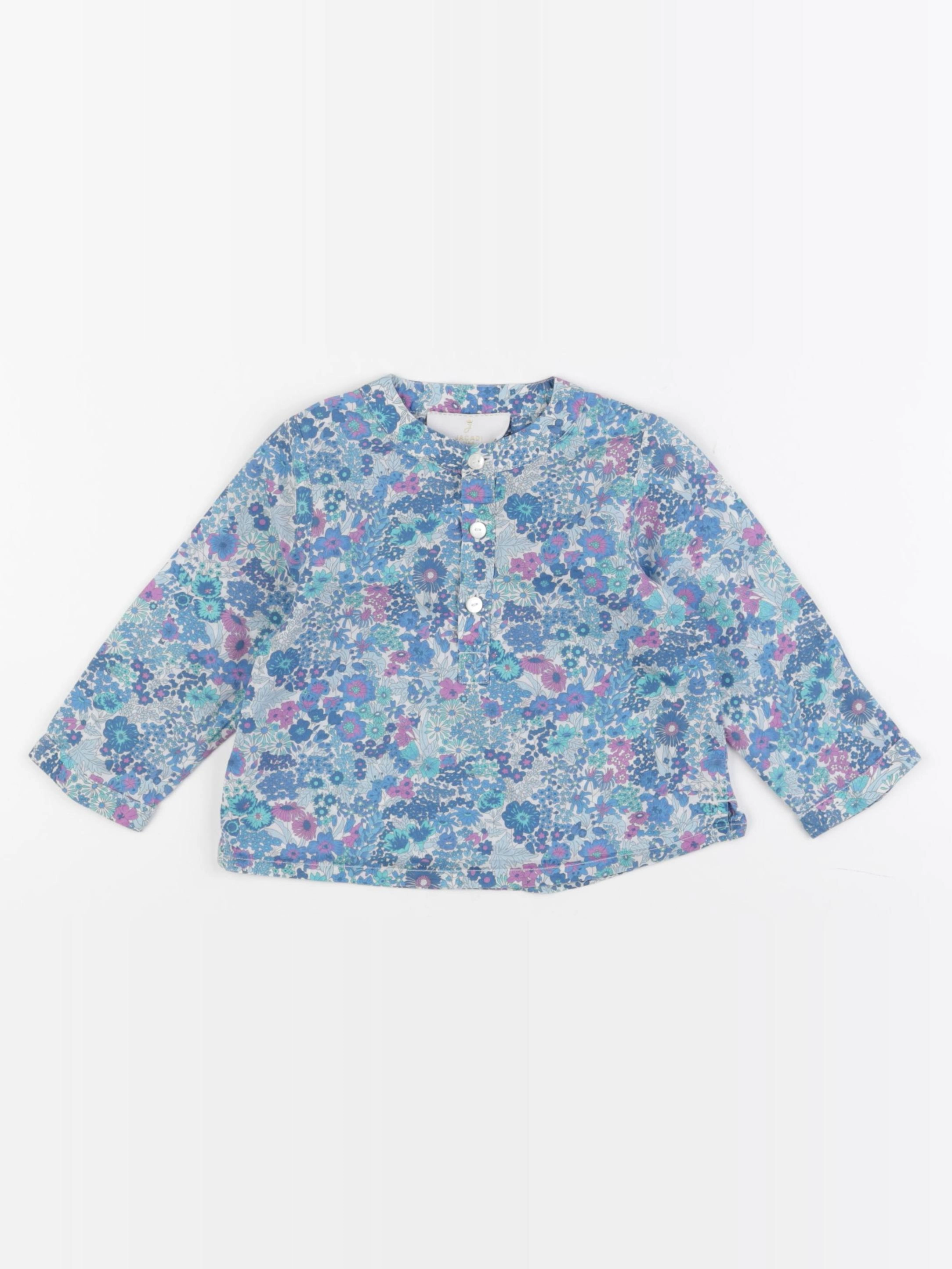 Jacadi - blouse liberty bleu, rose - 24 mois