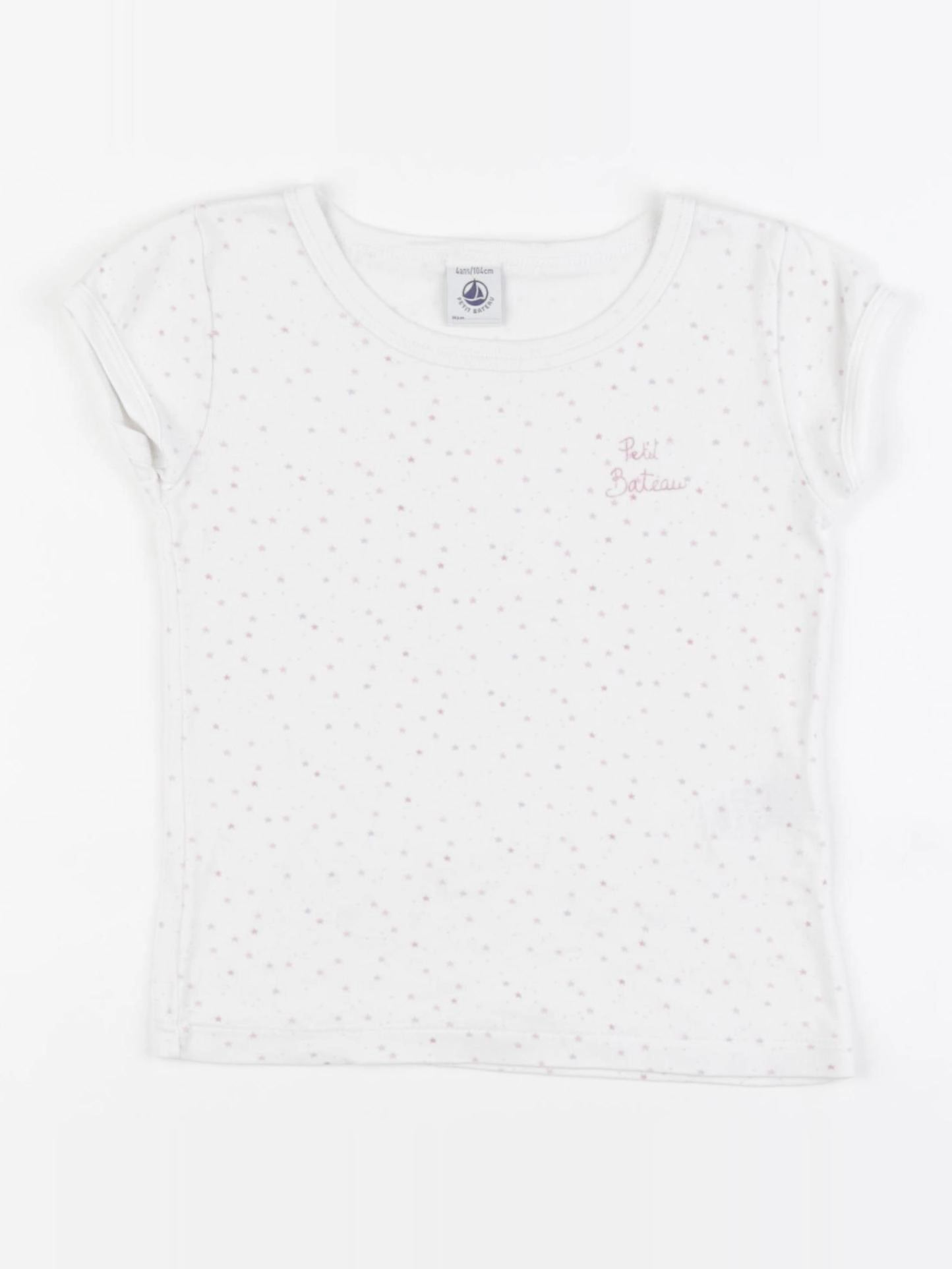 Petit Bateau - maillot de corps blanc, rose - 4 ans