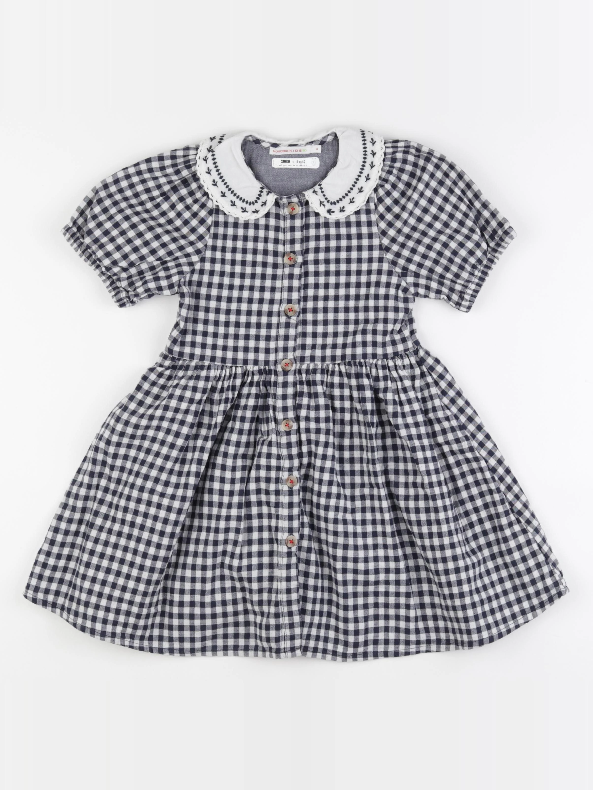 Monoprix - robe bleu, blanc - 4 ans