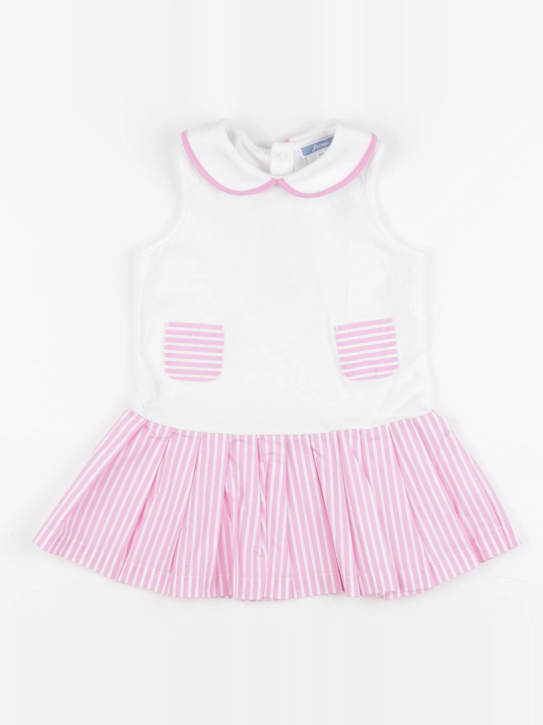 Jacadi - robe blanc, rose - 2 ans