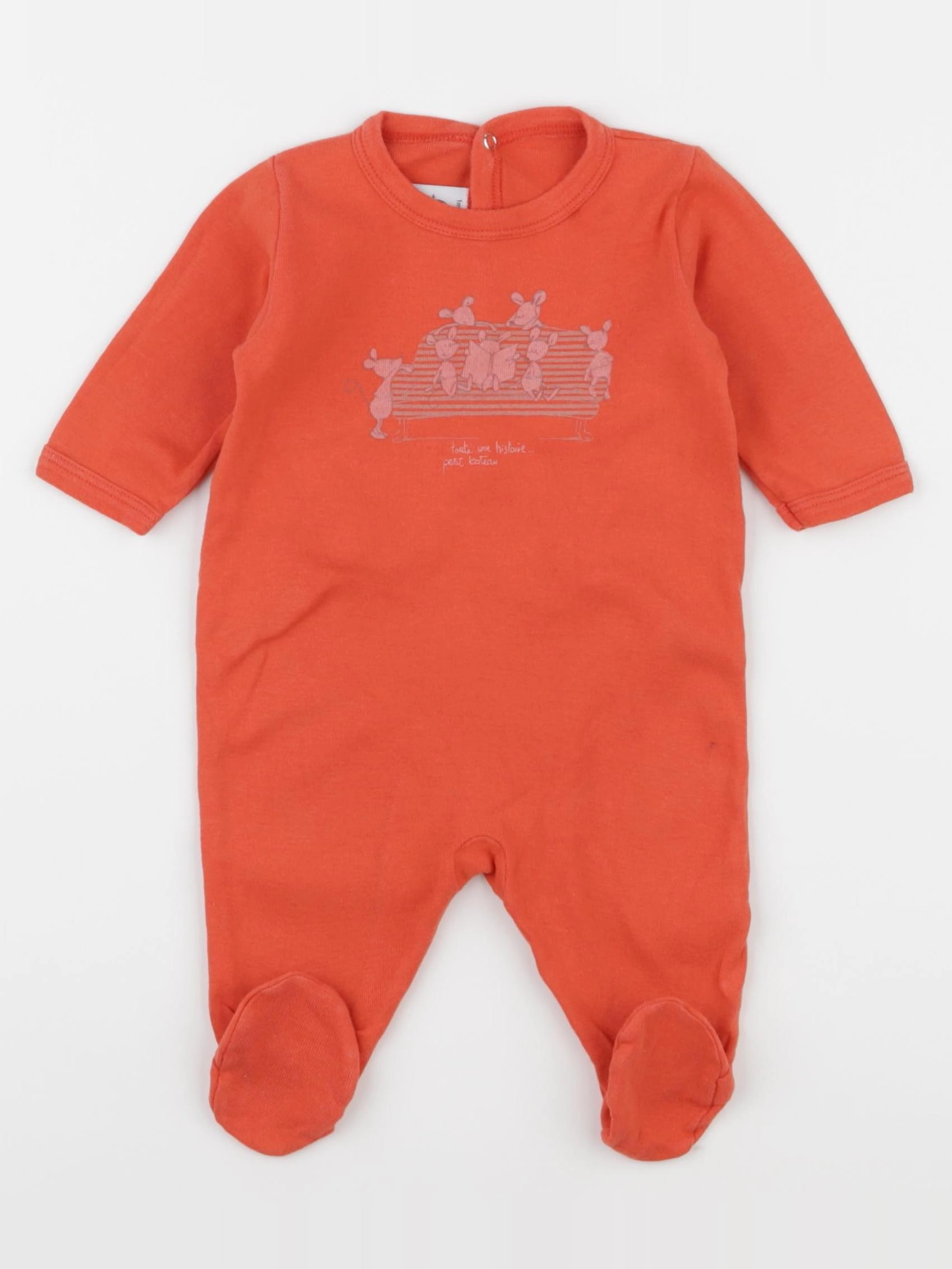 Petit Bateau - pyjama coton rouge - 1 mois