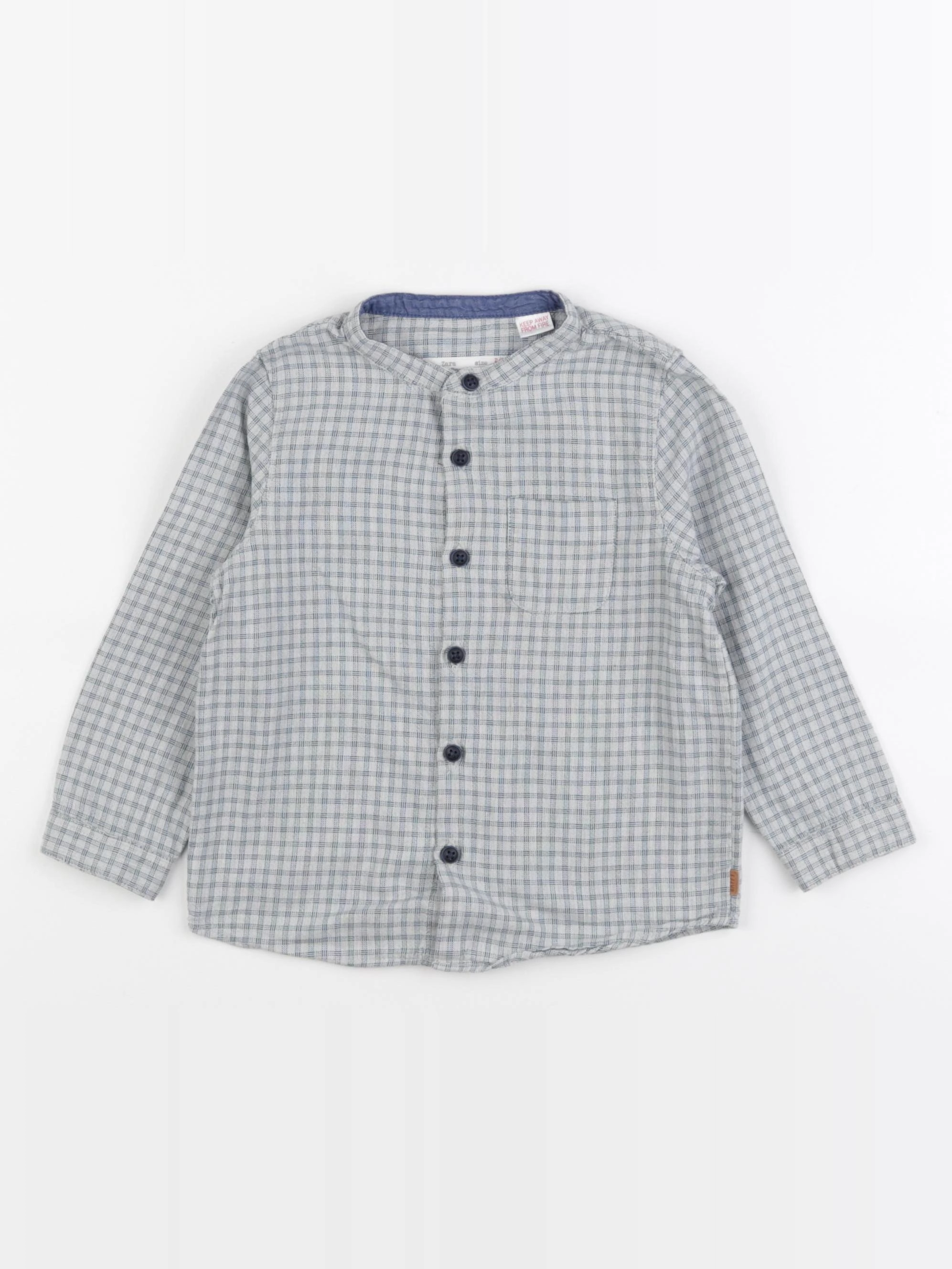 Zara - chemise gris, bleu - 2/3 ans
