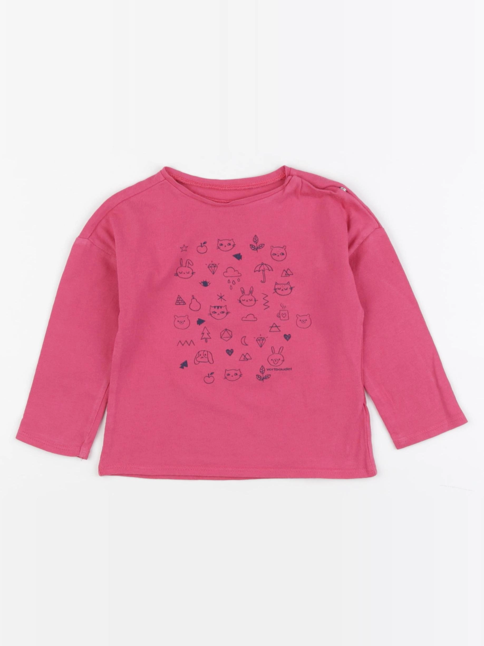 Vertbaudet - tee-shirt rose - 18 mois