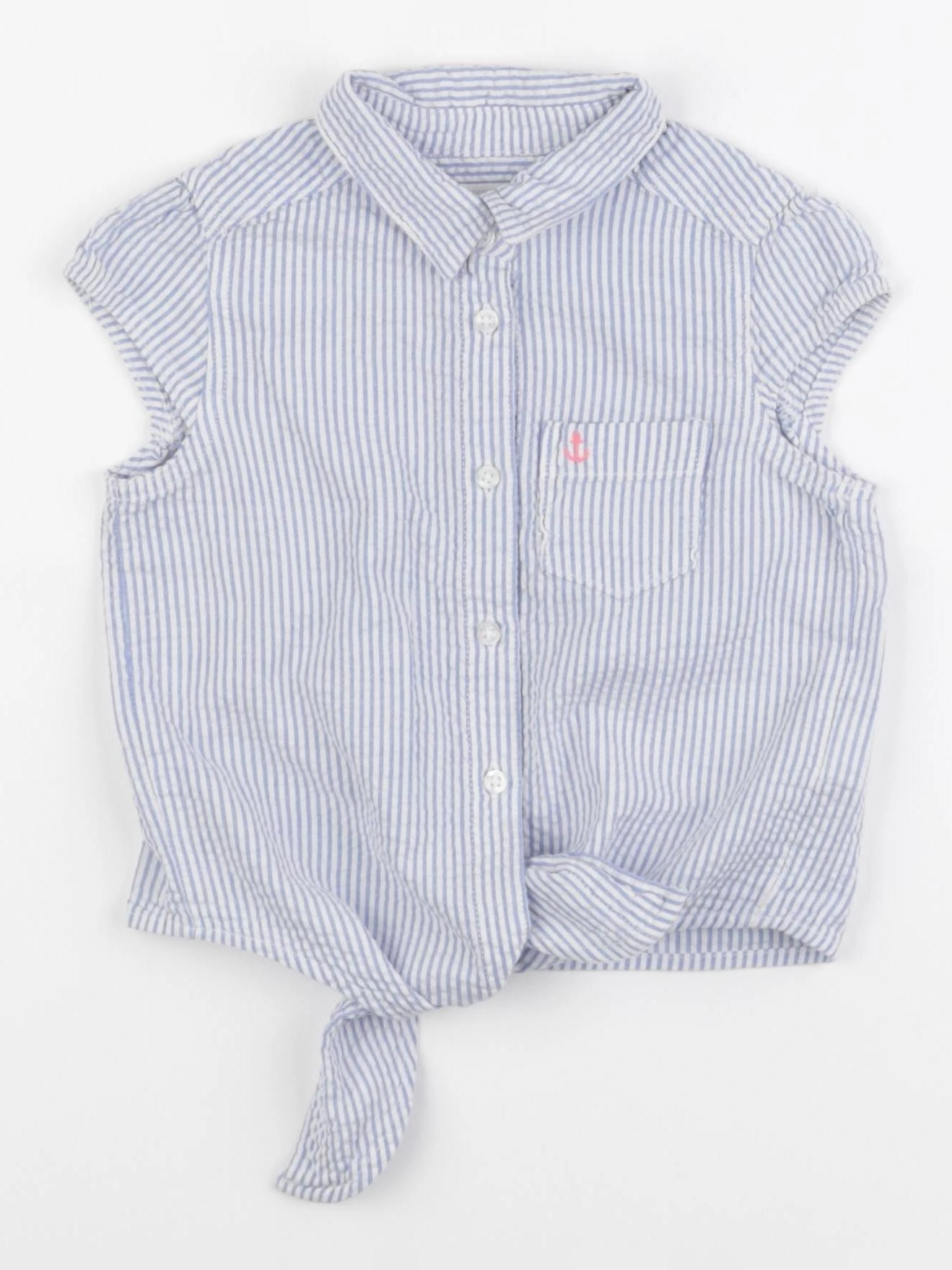 H&M - blouse bleu, blanc - 3/4 ans
