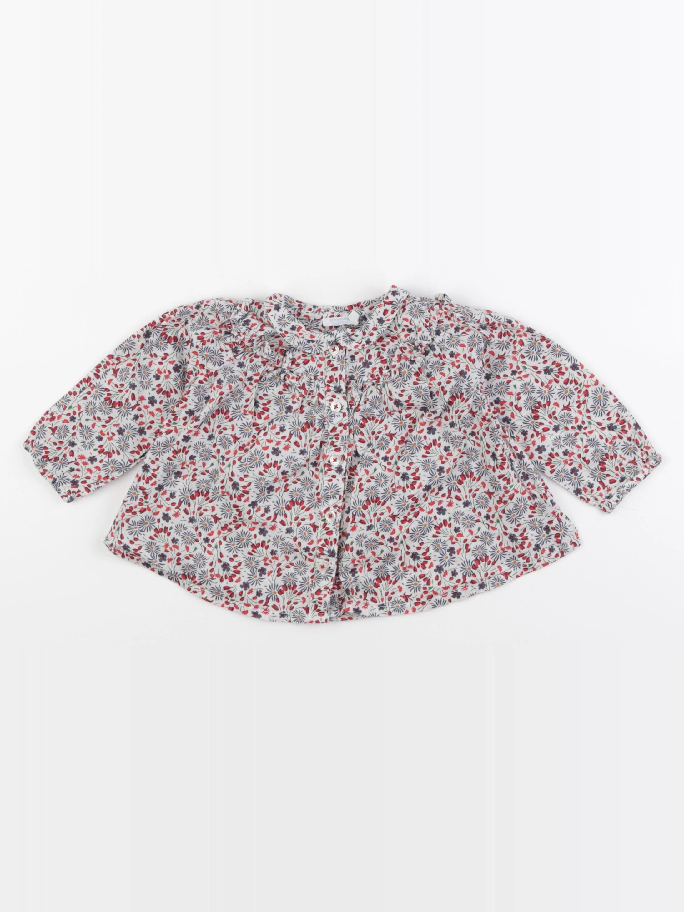 Boutchou - blouse rouge, bleu - 9 mois