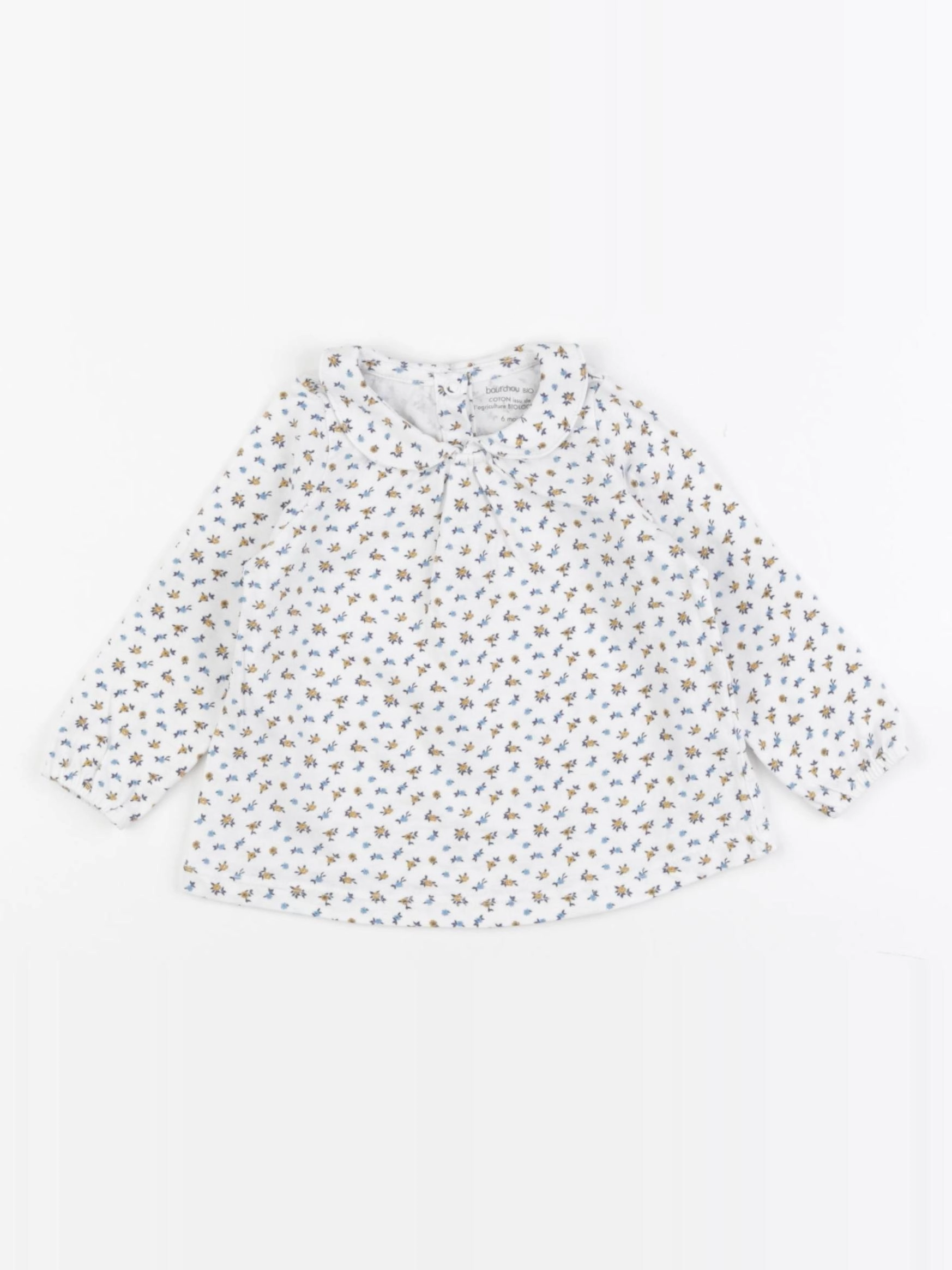 Boutchou - tee-shirt blanc, bleu - 6 mois