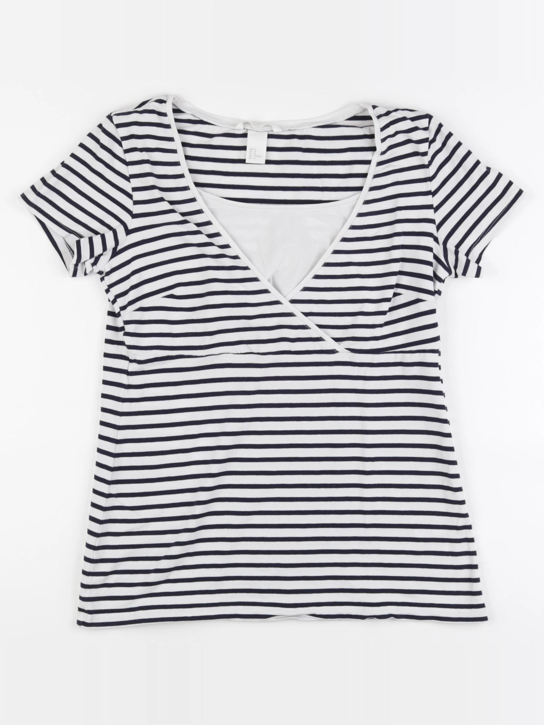 H&M - tee-shirt grossesse blanc, bleu - m