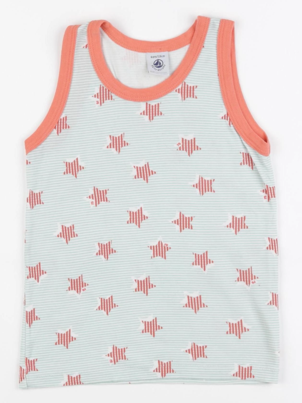 Petit Bateau - maillot de corps vert, orange - 6 ans
