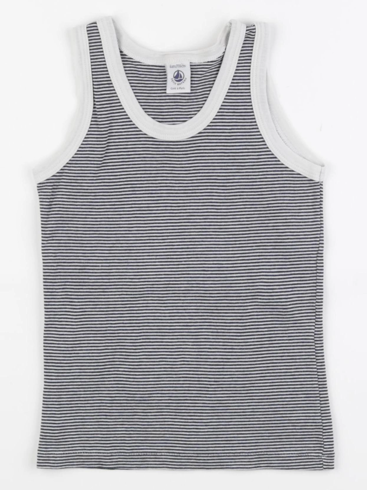 Petit Bateau - maillot de corps bleu, blanc - 6 ans