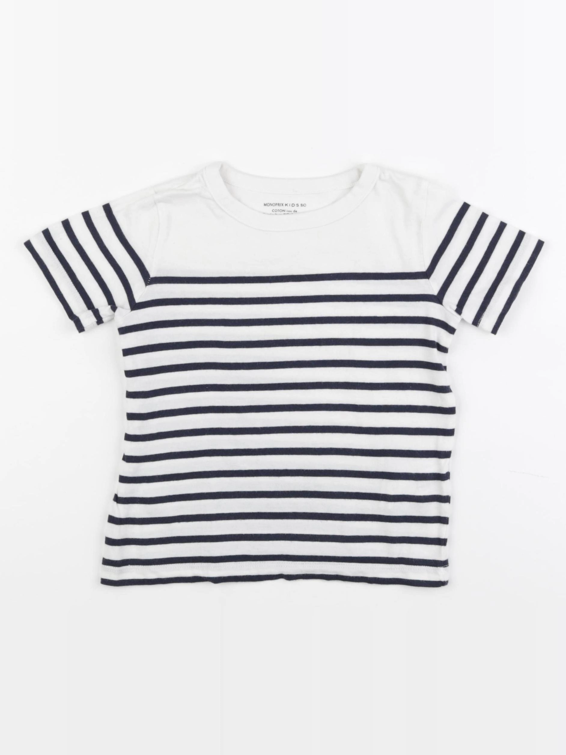 Monoprix - tee-shirt blanc, bleu - 4 ans