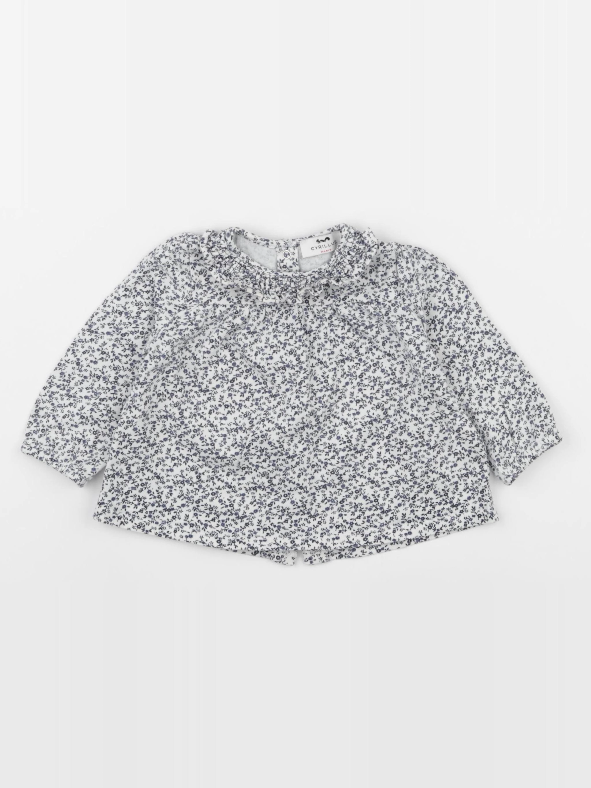 Cyrillus - tee-shirt blanc, bleu - 12 mois