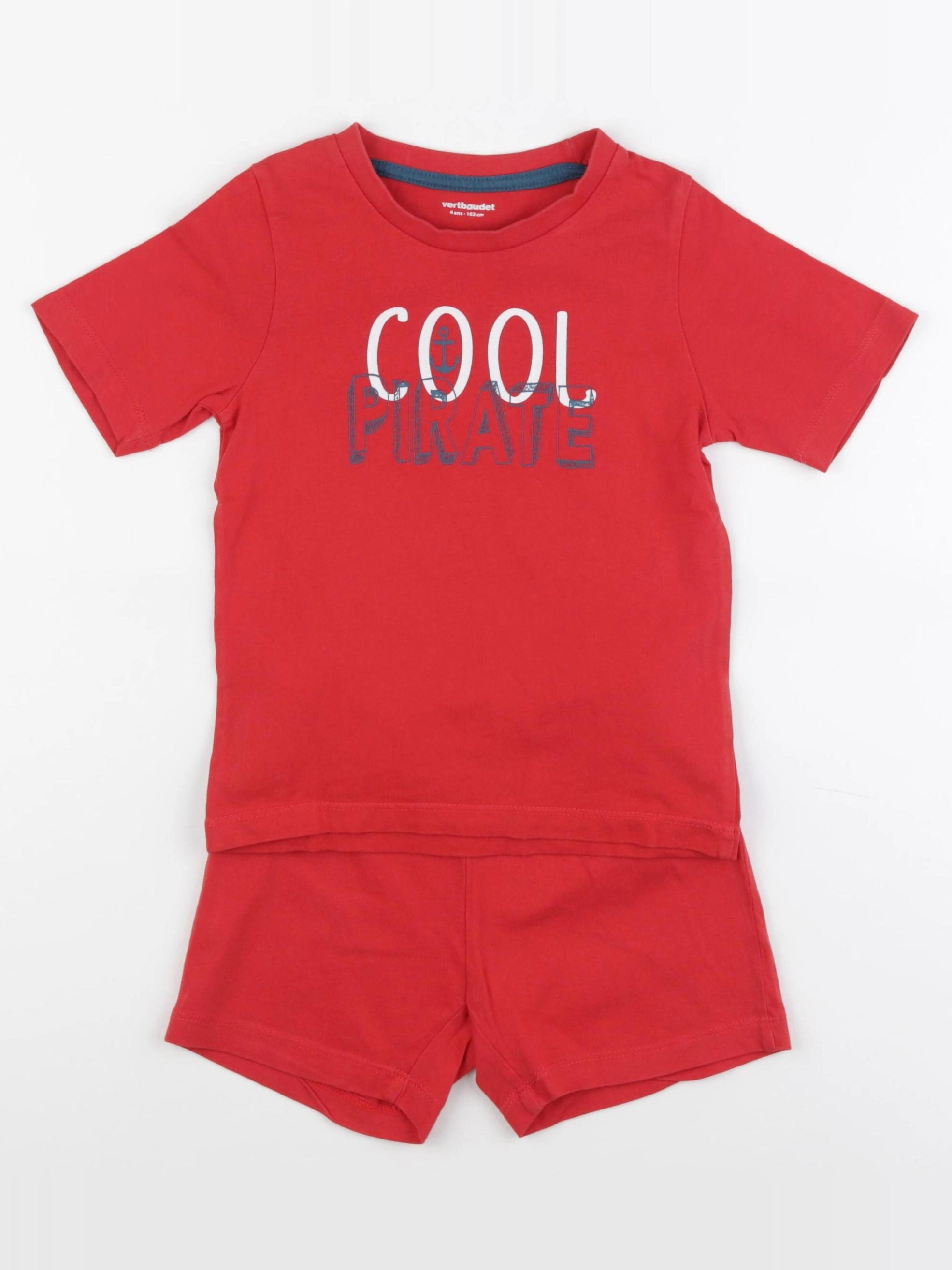 Vertbaudet - pyjama coton rouge - 4 ans