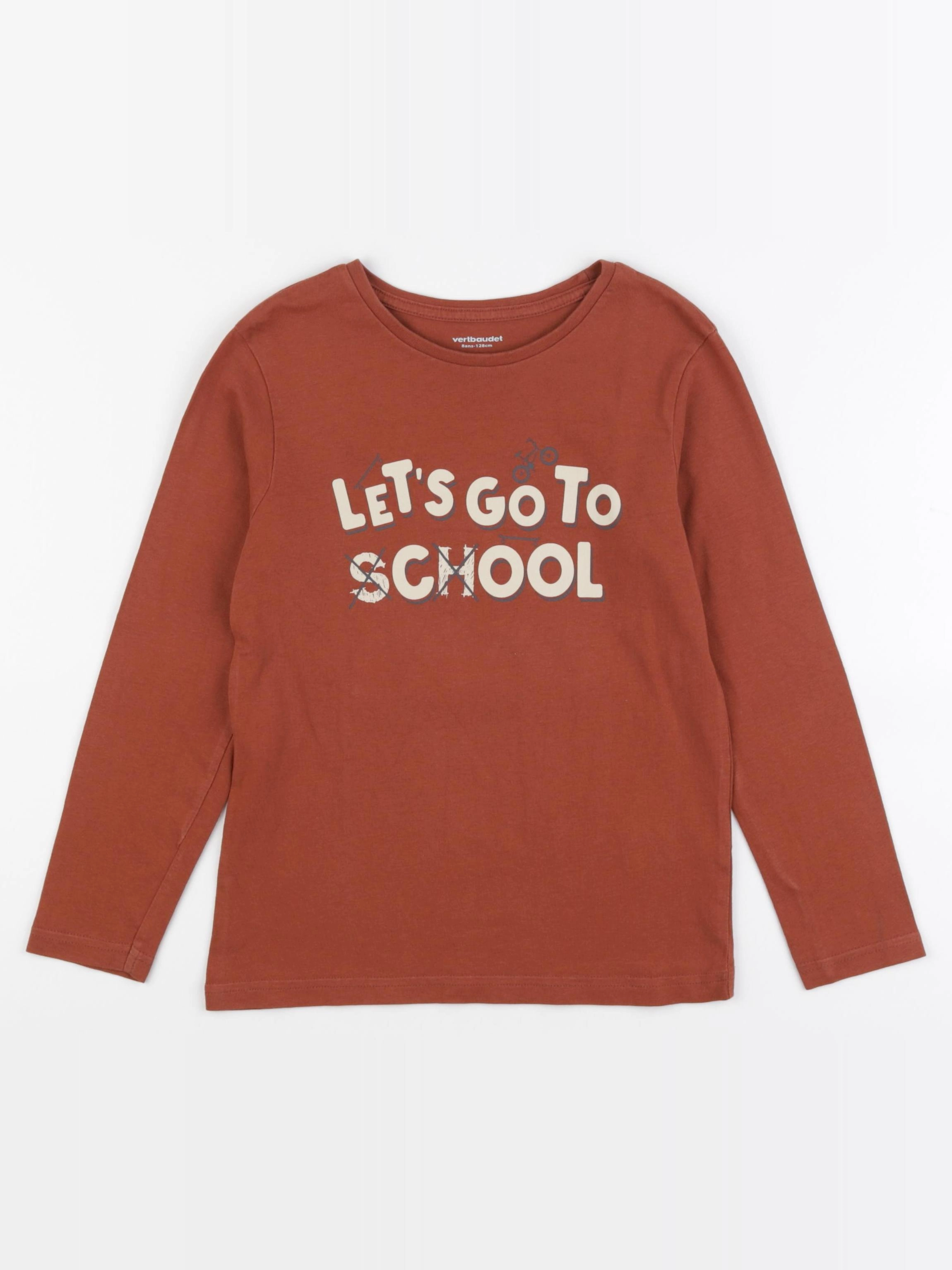 Vertbaudet - tee-shirt marron - 8 ans