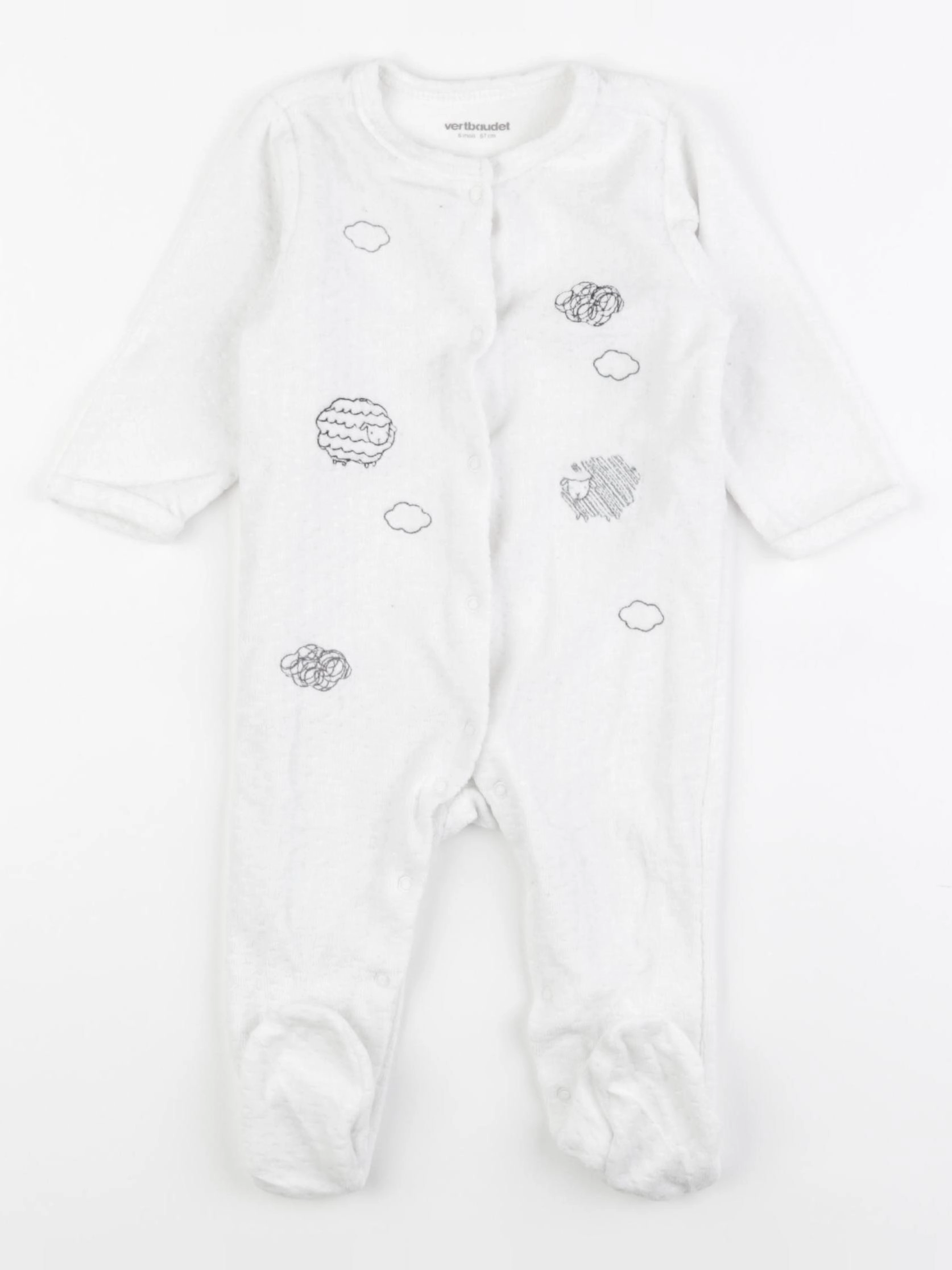 Vertbaudet - pyjama velours blanc - 6 mois