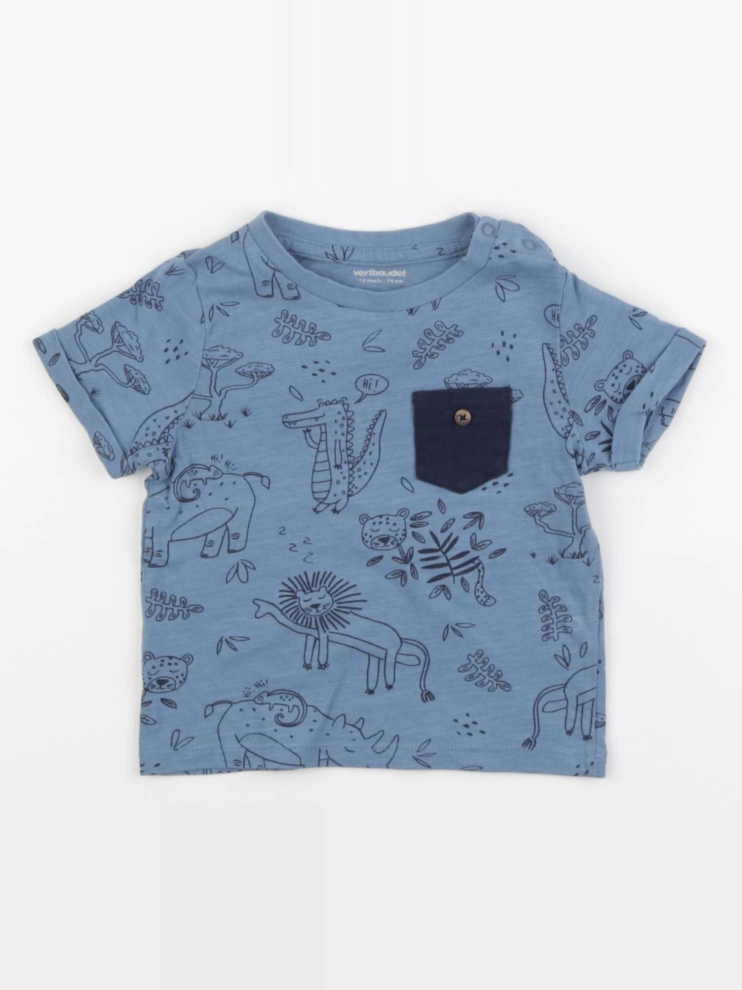 Vertbaudet - tee-shirt bleu - 12 mois