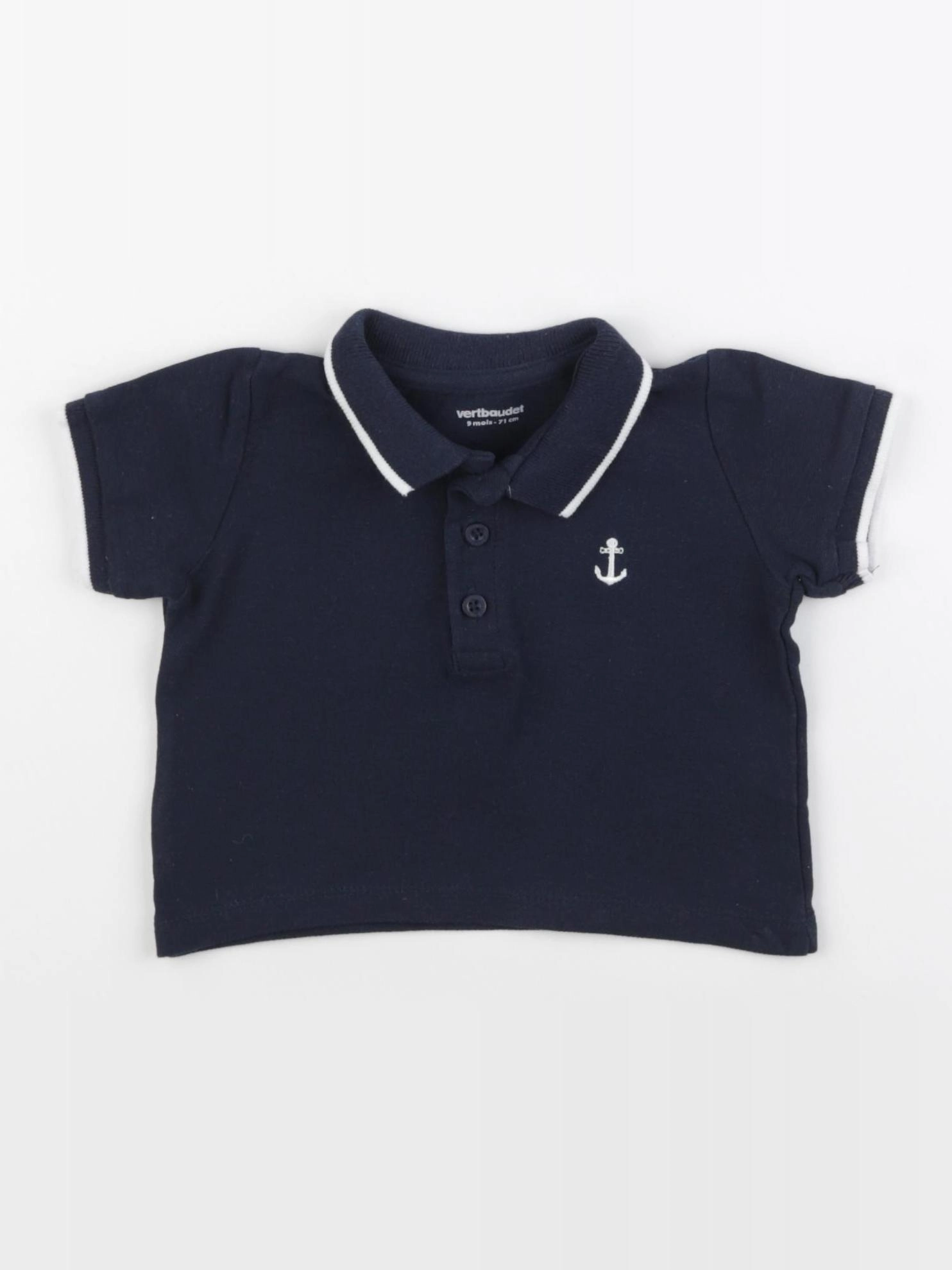Vertbaudet - polo bleu - 9 mois