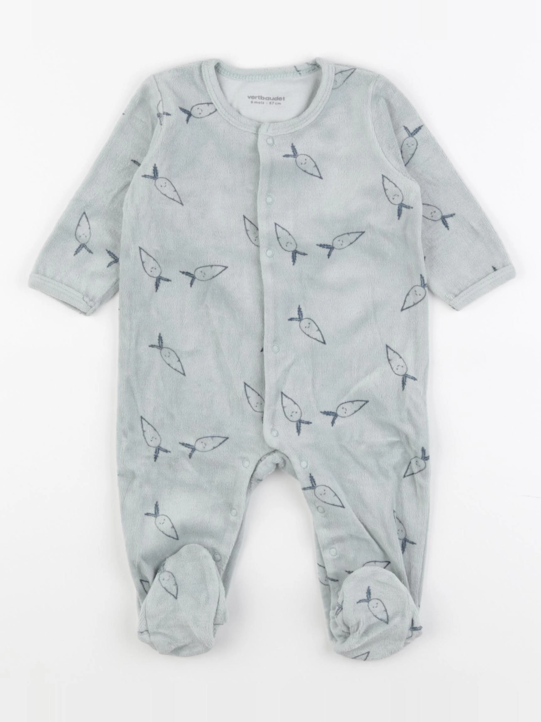 Vertbaudet - pyjama velours bleu - 6 mois