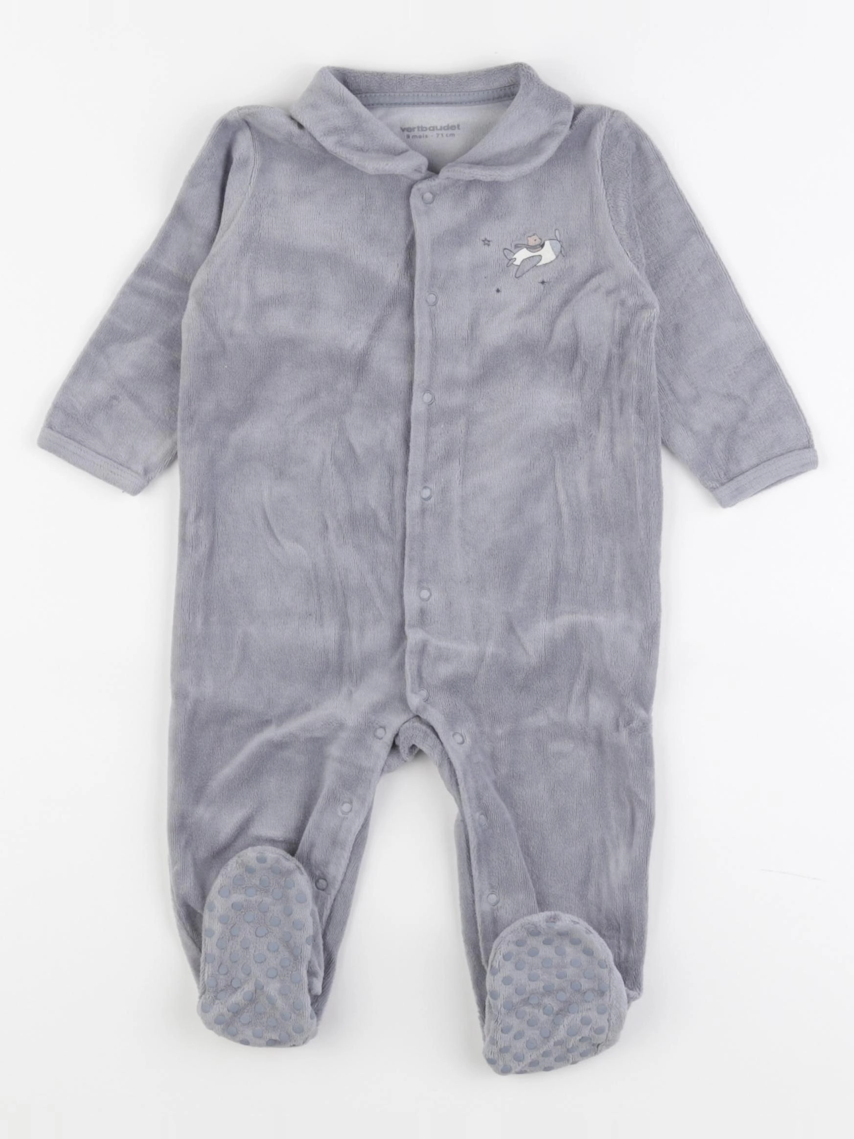 Vertbaudet - pyjama velours bleu - 9 mois