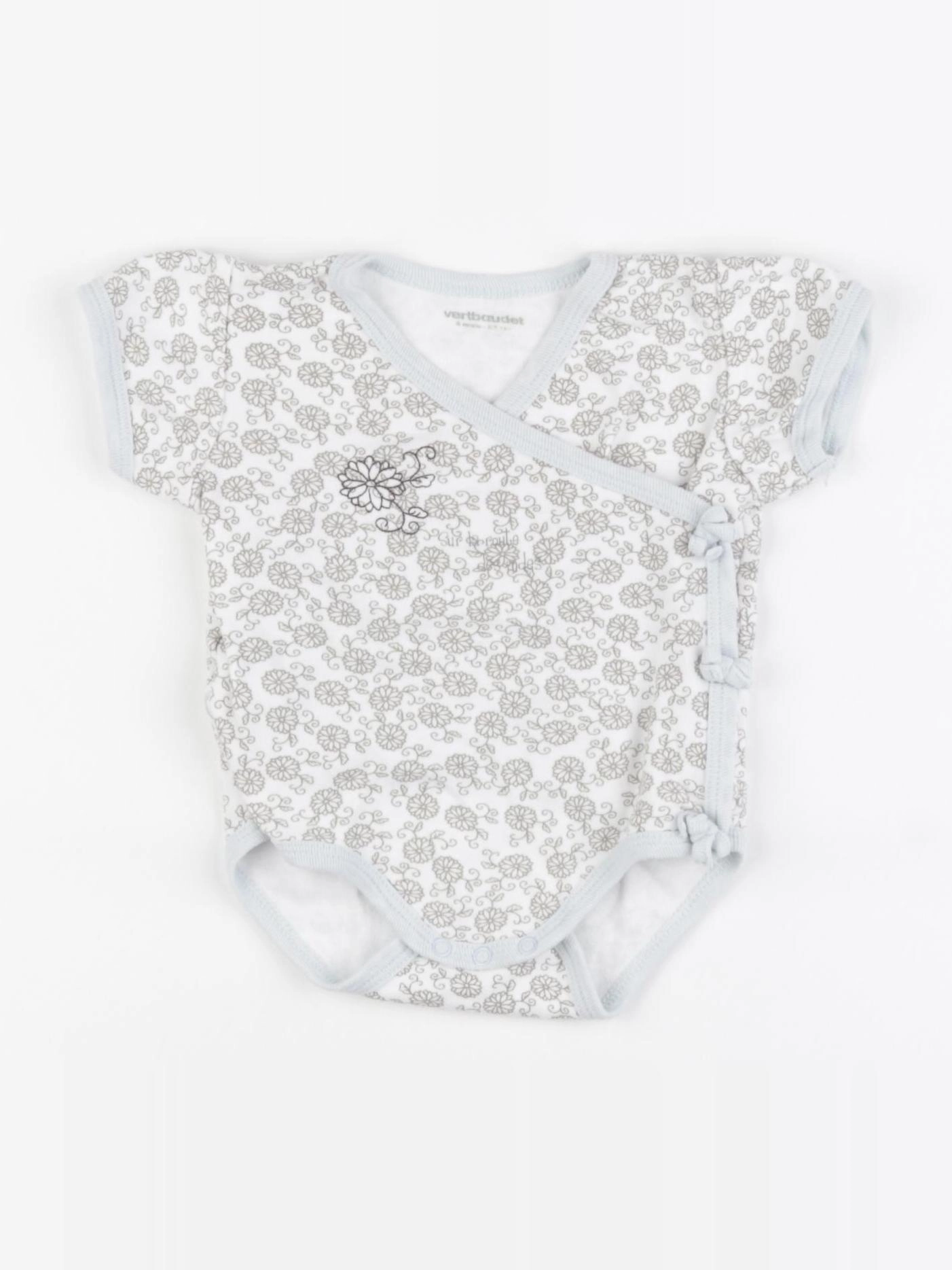 Vertbaudet - body blanc, bleu - 6 mois
