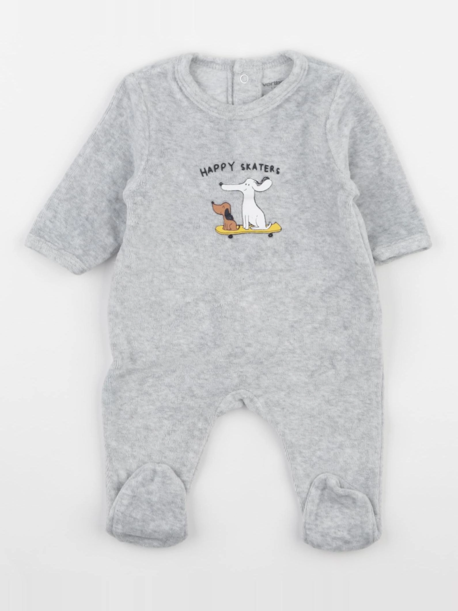 Vertbaudet - pyjama velours gris - 1 mois