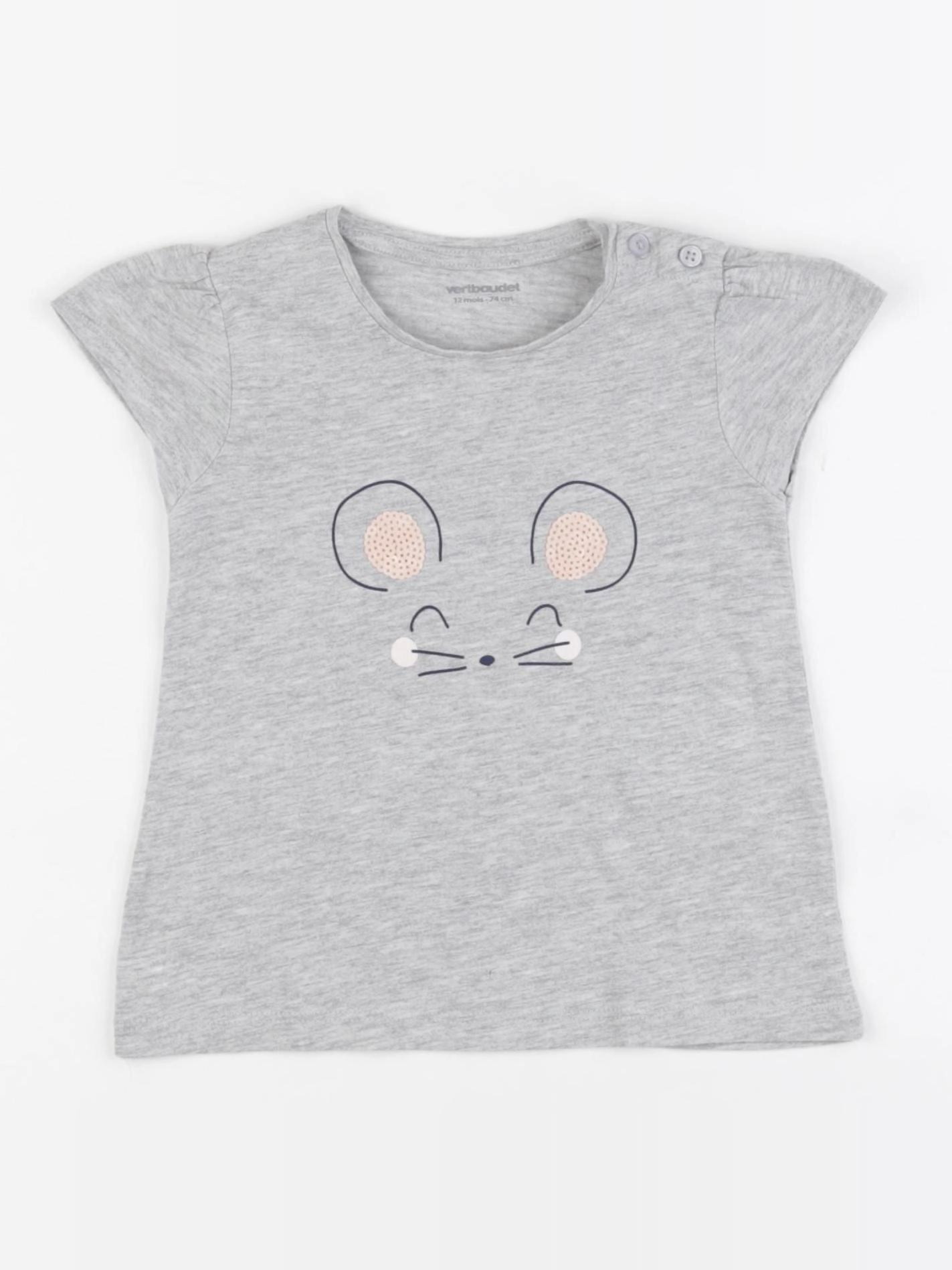 Vertbaudet - tee-shirt gris - 12 mois