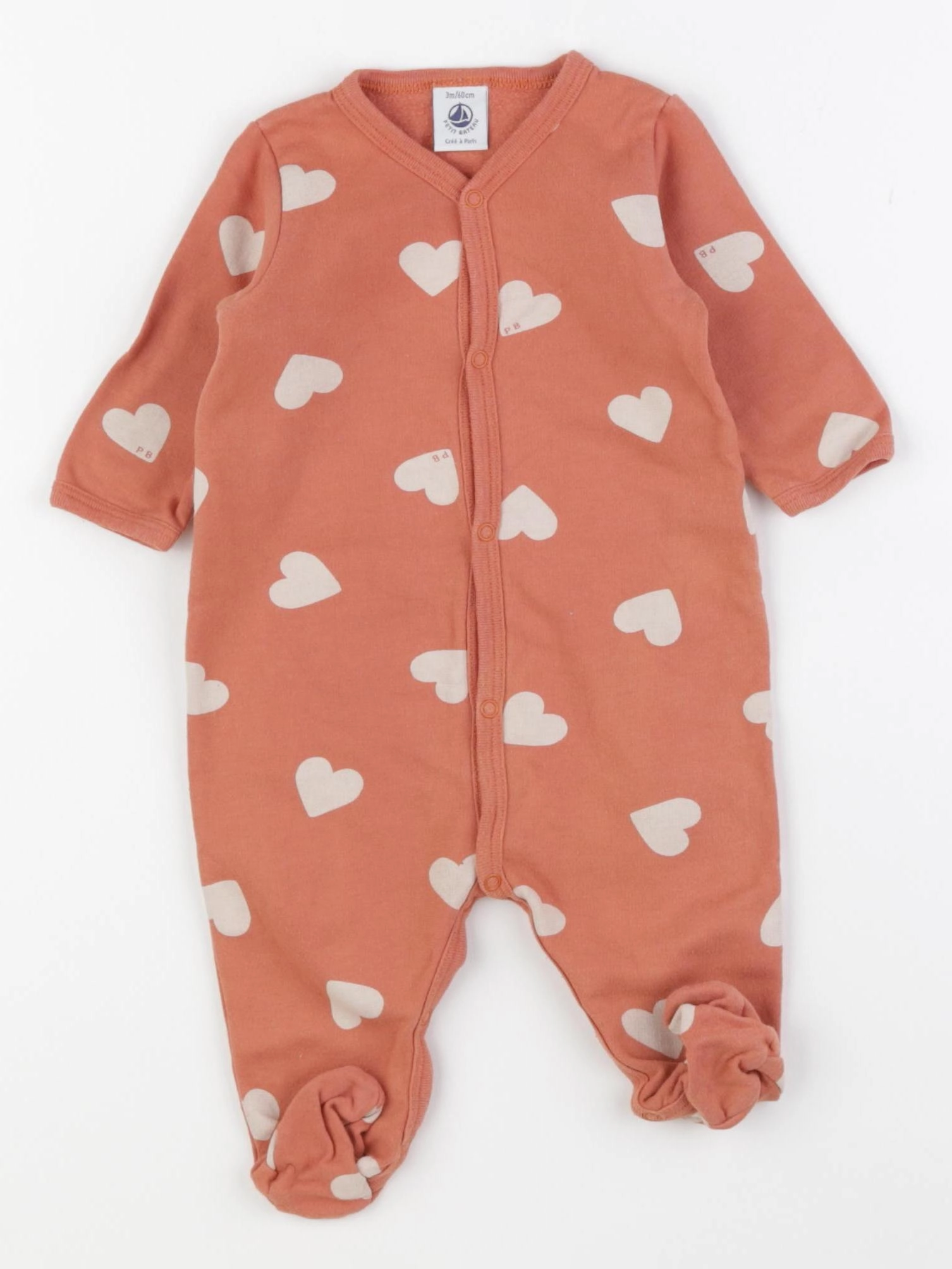 Petit Bateau - pyjama coton orange - 3 mois